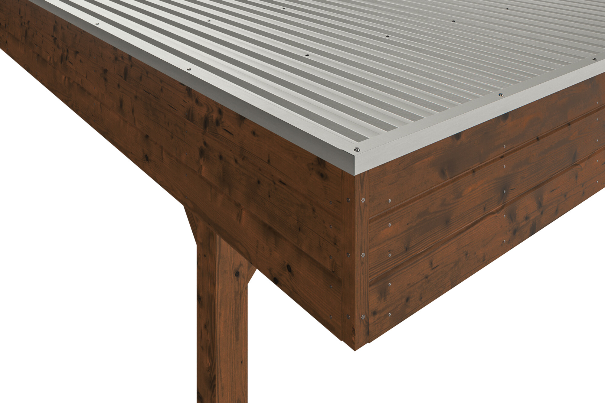 Carport Friesland Hybrid Set 14, 557 x 708 cm, met bergruimte, gelakt in noten, met Aluminium dakplaten