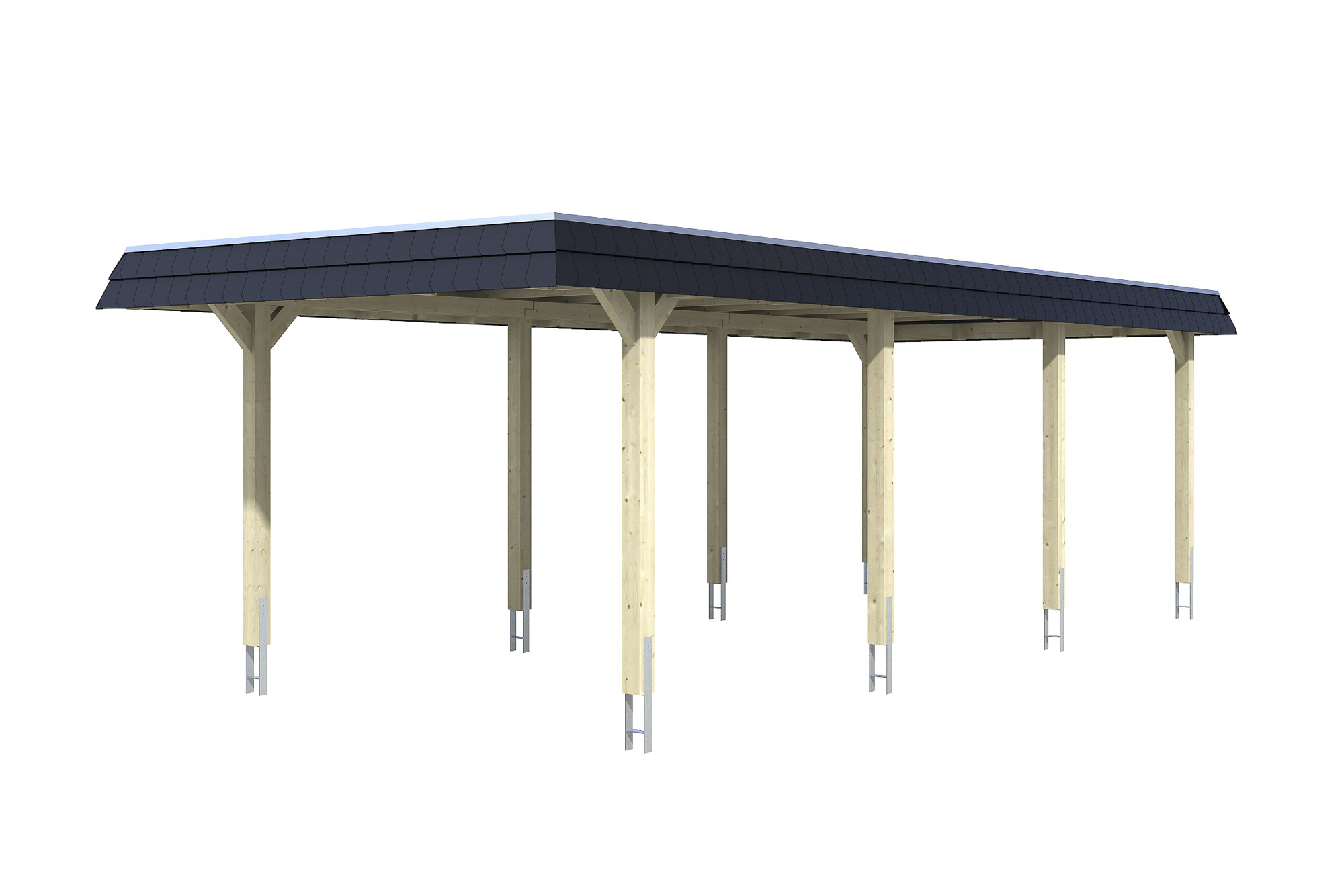 Produktbild: Carport Wendland 362 x 870 cm, mit schwarzer Blende