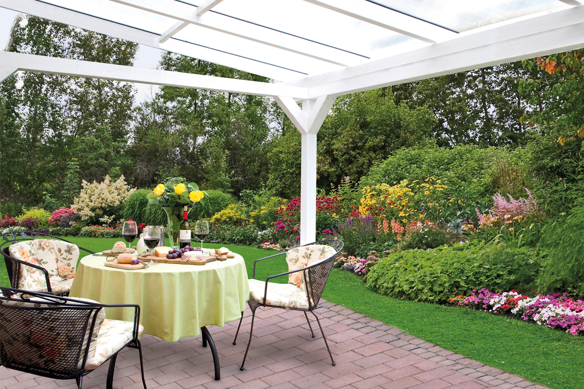 Kundenfoto: Blick aus einer Terrassenüberdachung Sanremo in weiß