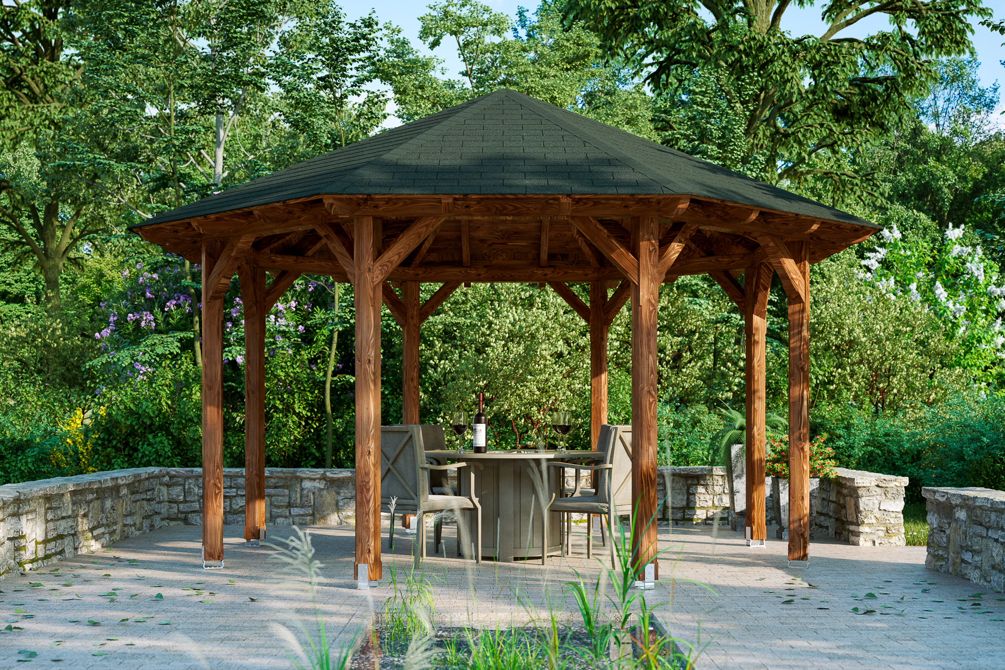 Ambientebild: Pavillon Lyon 2, farblich behandelt in nussbaum