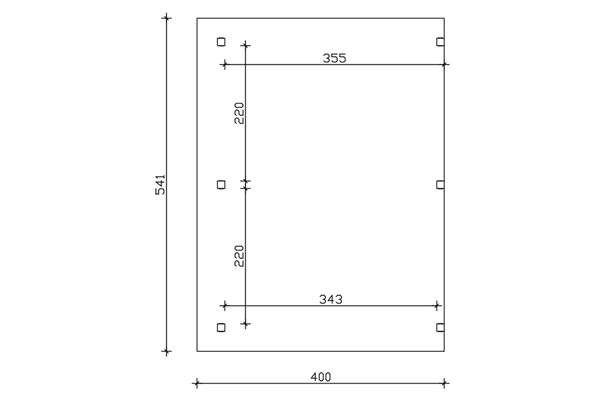 Grafik (Grundriss): Terrassenüberdachung Siena 541x400 cm