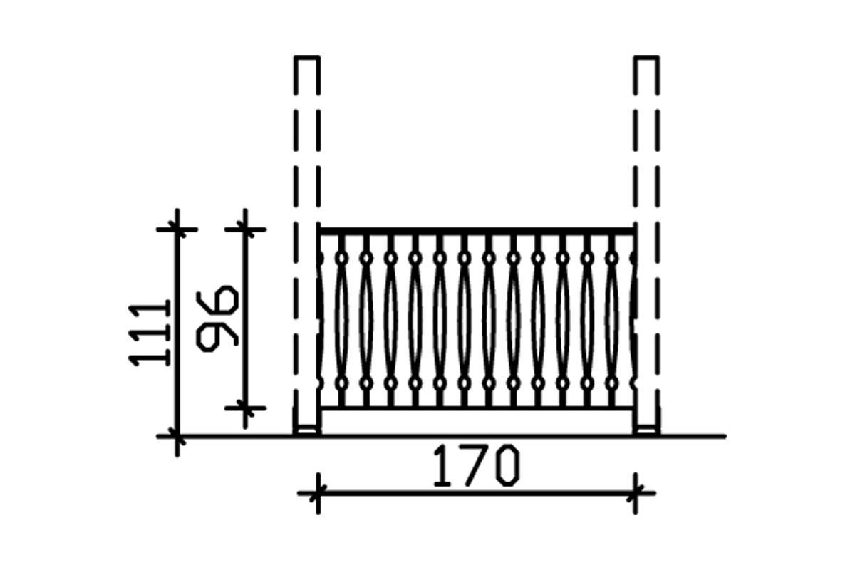 Balustrade panneau ajouré 170 x 96 cm, bois d'épinette, traitement coloré noyer