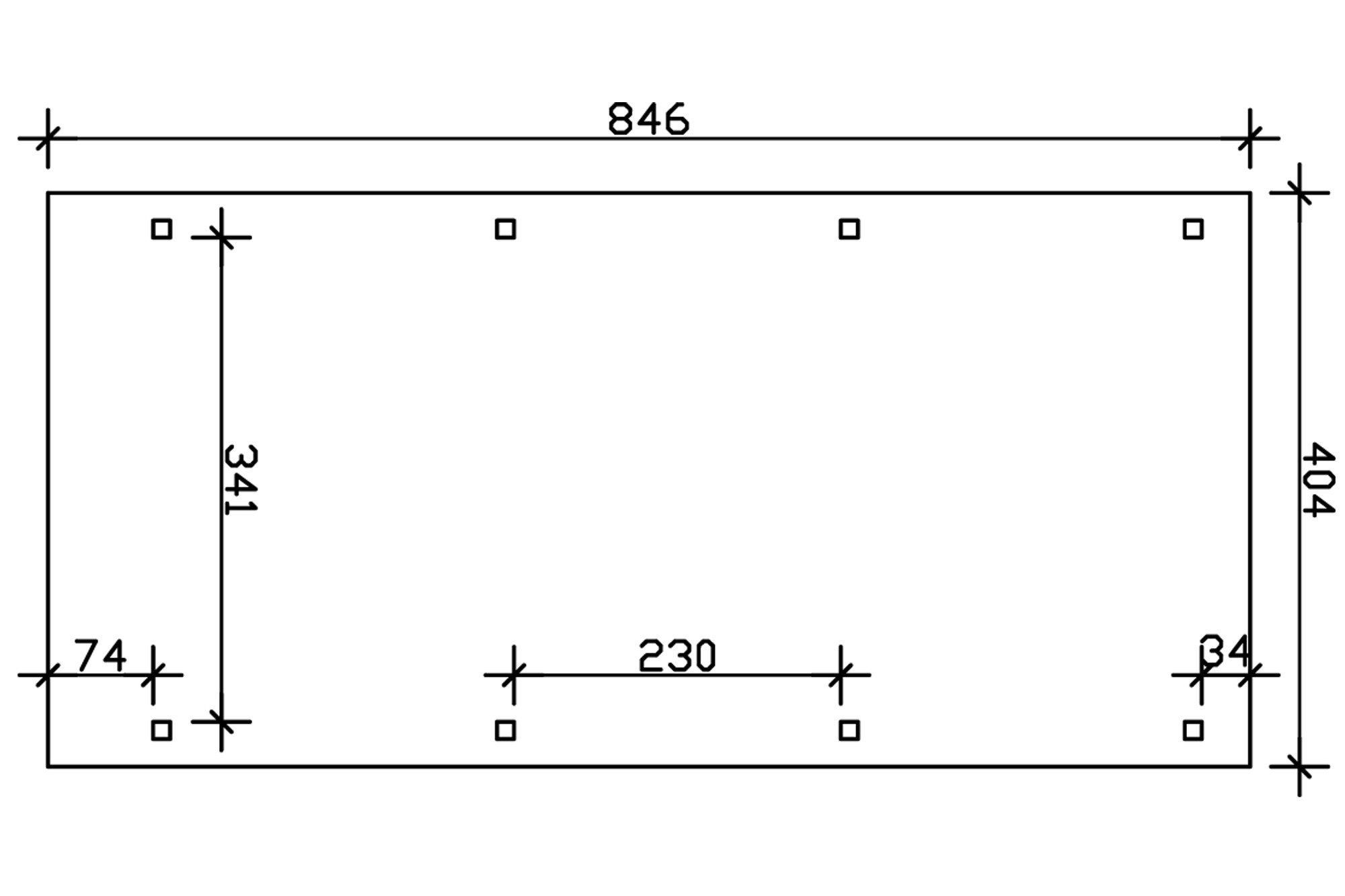 Carport Emsland 404 x 846 cm mit Aluminiumdach, nussbaum