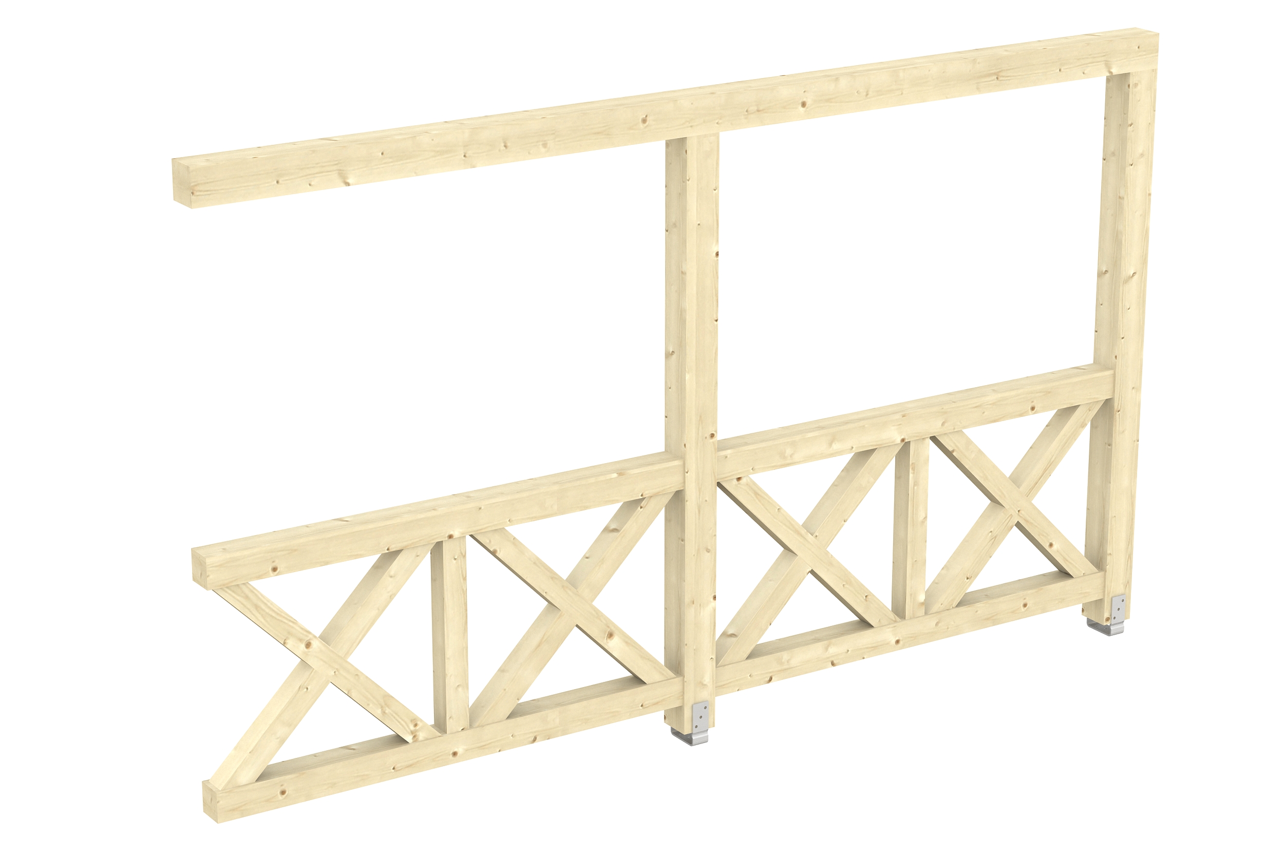 Seitenwand Andreaskreuz (WA) 355 x 210 cm, Fichte, natur