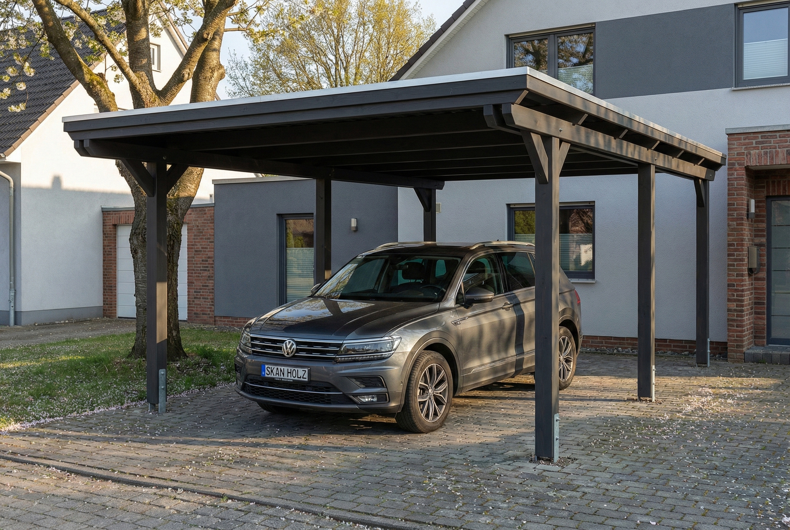 Carport Emsland 402 x 604 cm, stalen dakplaten met anticondensvlies, antraciet