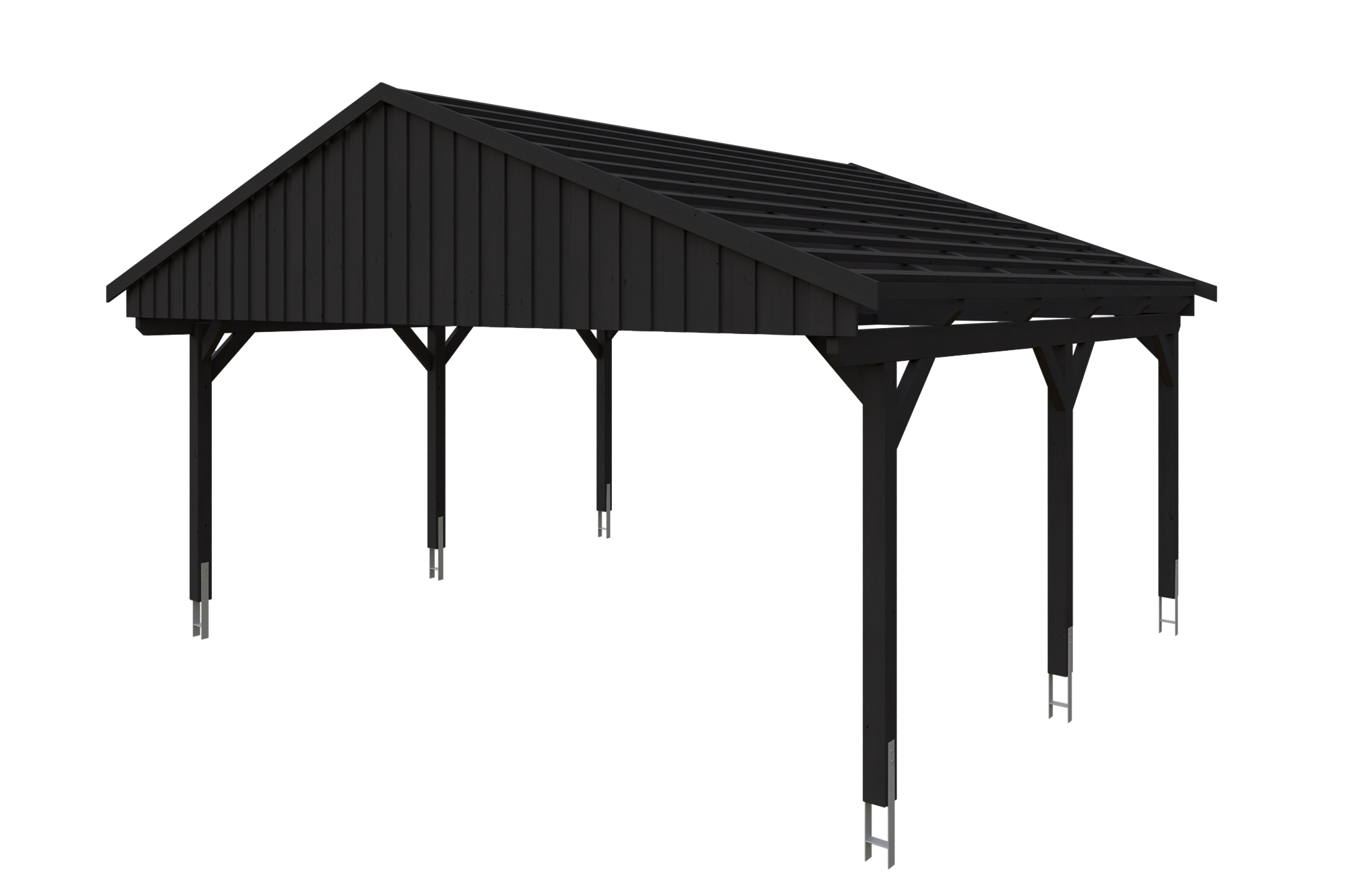 Produktbild: Carport Fichtelberg 618 x 566 cm, farblich behandelt in anthrazit, mit Dachlatten