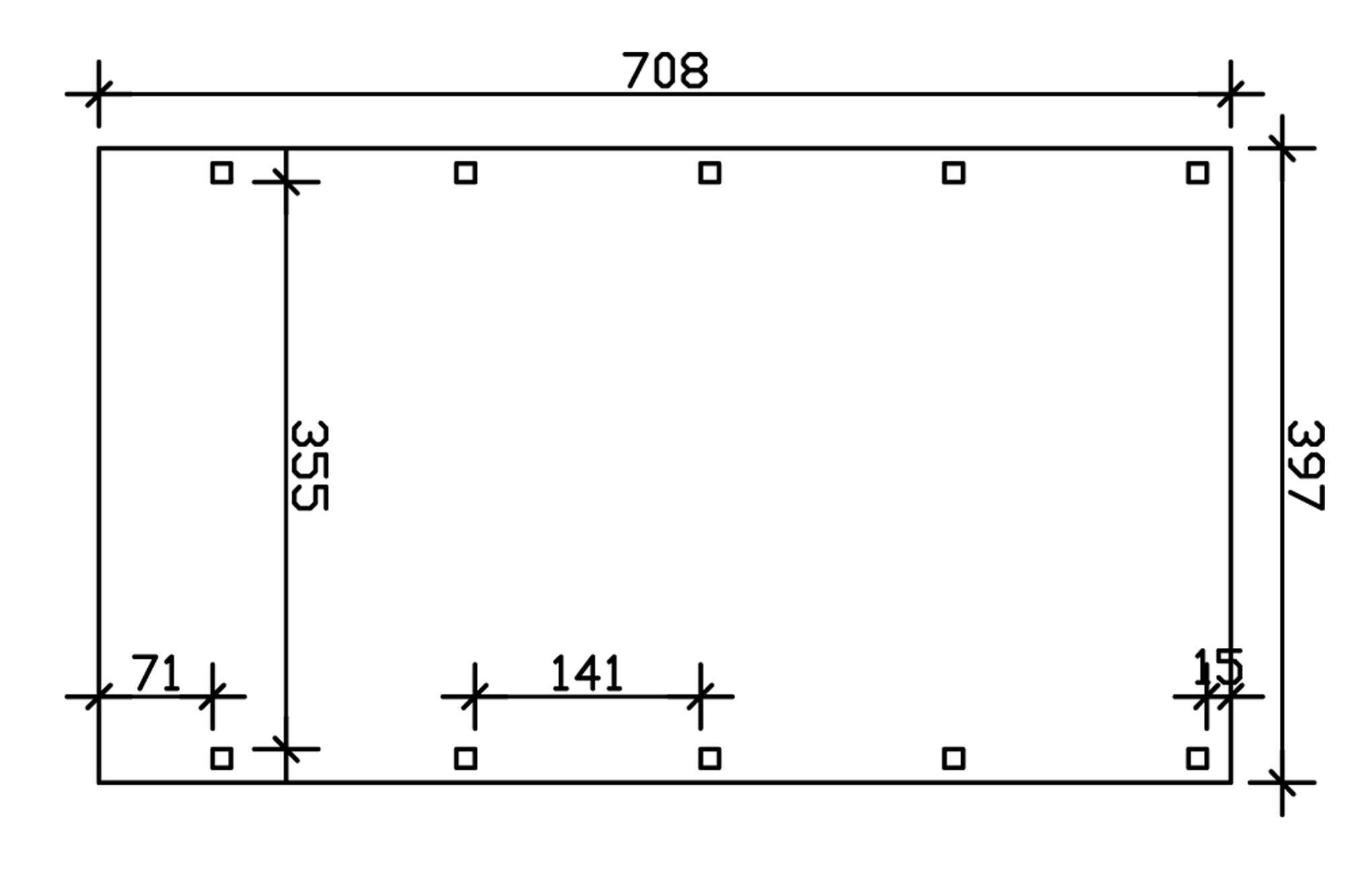 Grafik (Grundriss): Carport Friesland Caravan 397 x 708 cm