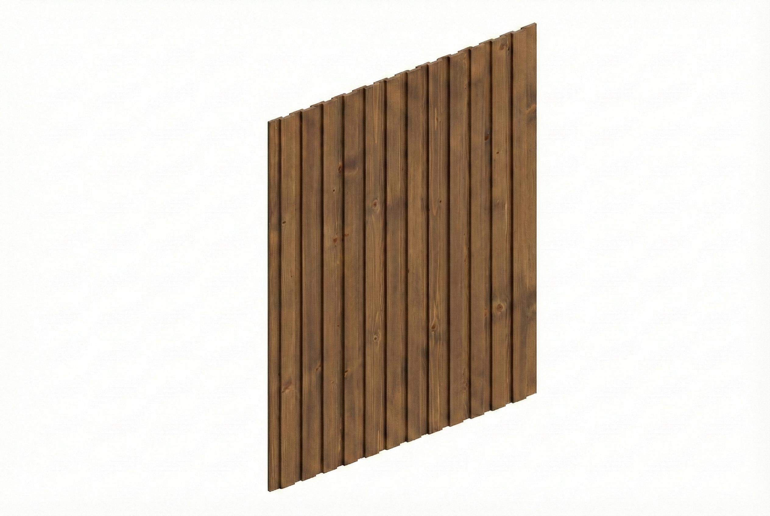 Paroi latérale panneaux à lattes verticales 230 x 330 cm, épicéa, noyer