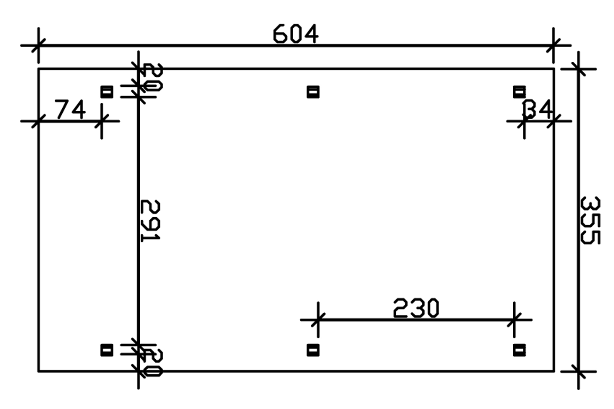 Grafik (Grundriss): Carport Spessart 355 x 604 cm