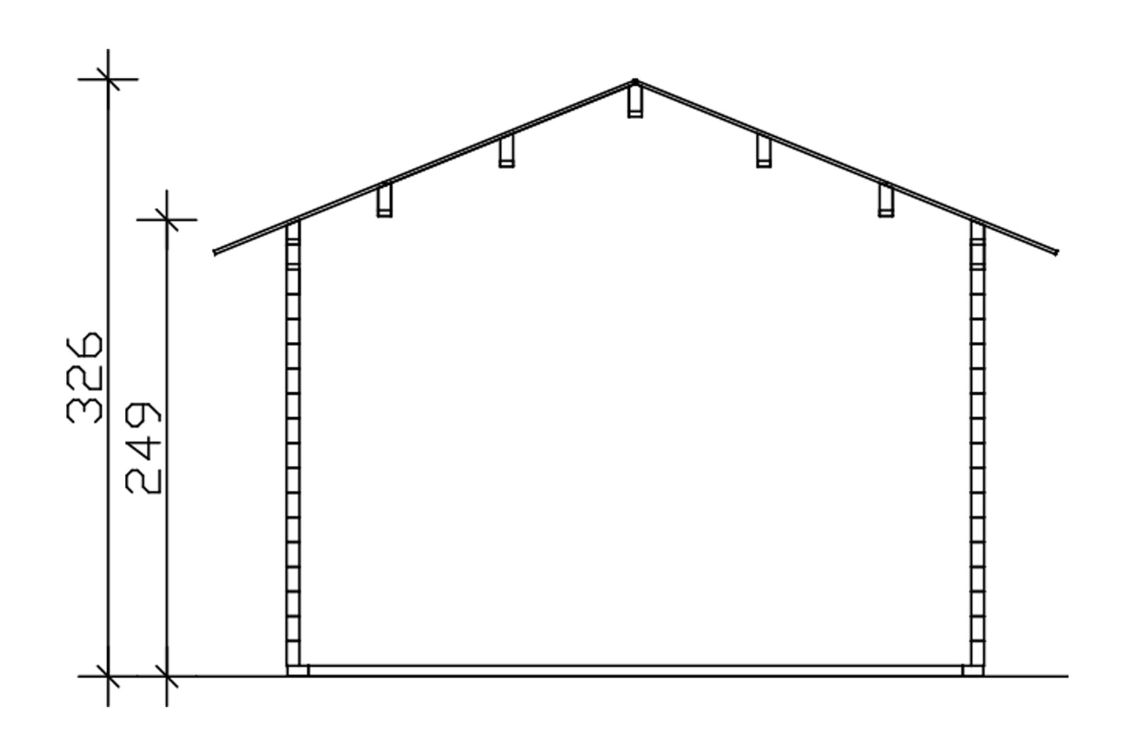 Tuinhuis Montreal 2, 70plus 420 x 380 cm, basishuis met 2e laag dakbeschot, onbehandeld