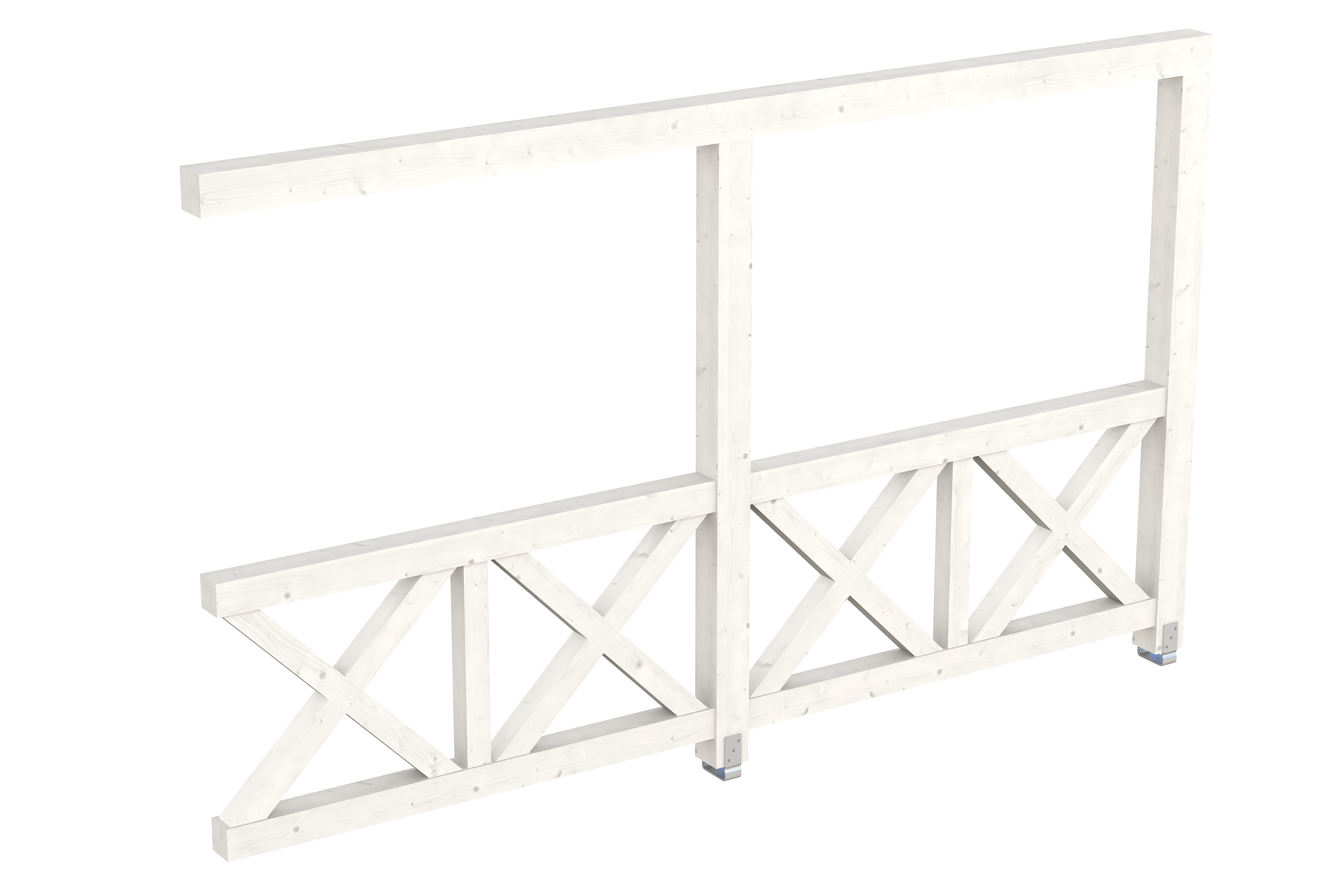 Seitenwand Andreaskreuz (WA) 355 x 210 cm, Fichte, weiß