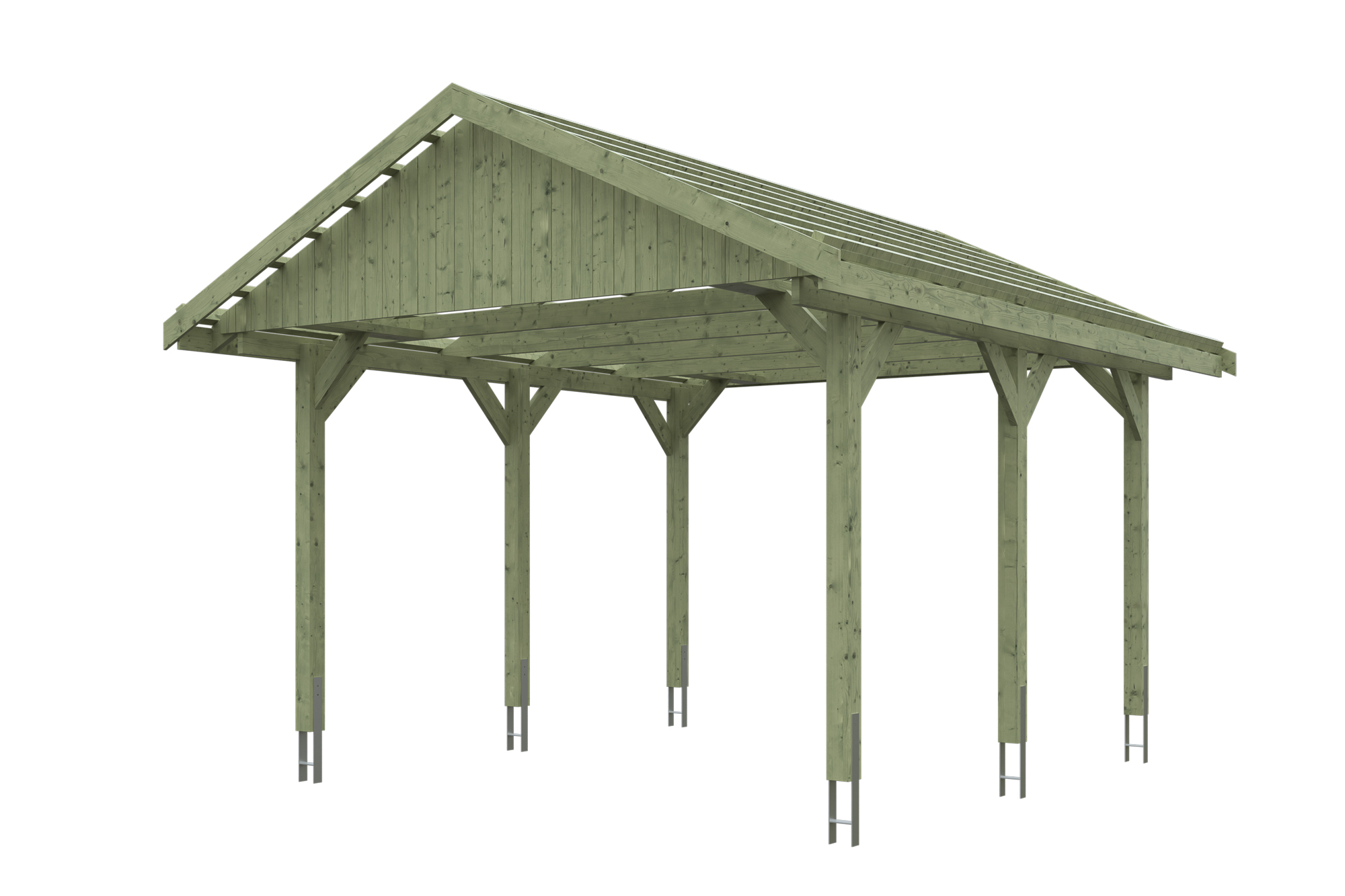 Produktbild: Carport Wallgau 430 x 500 cm, mit Dachlatten, grün imprägniert