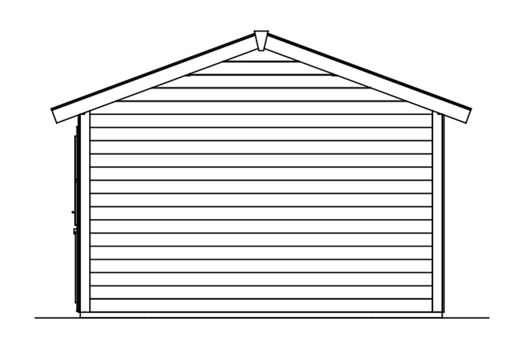 Houten garage Varberg 1, 45mm 370 x 525 cm, onbehandeld