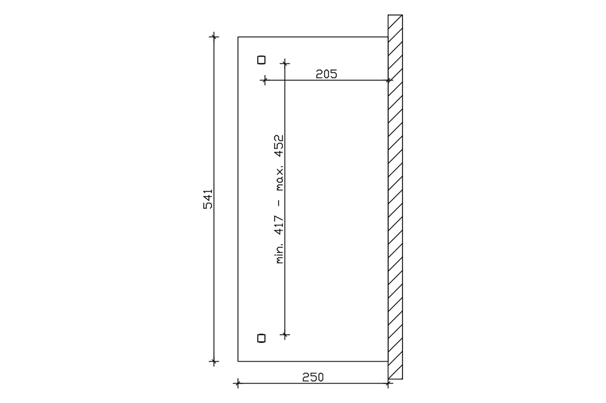 Grafik (Grundriss): Terrassenüberdachung Ravenna 541x250 cm