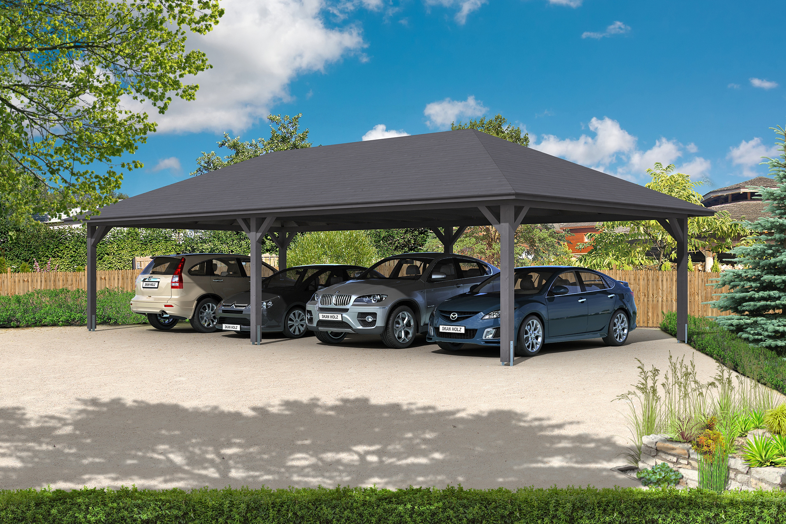 Ambientebild: Carport Taunus Größe 4, farblich behandelt in schiefergrau