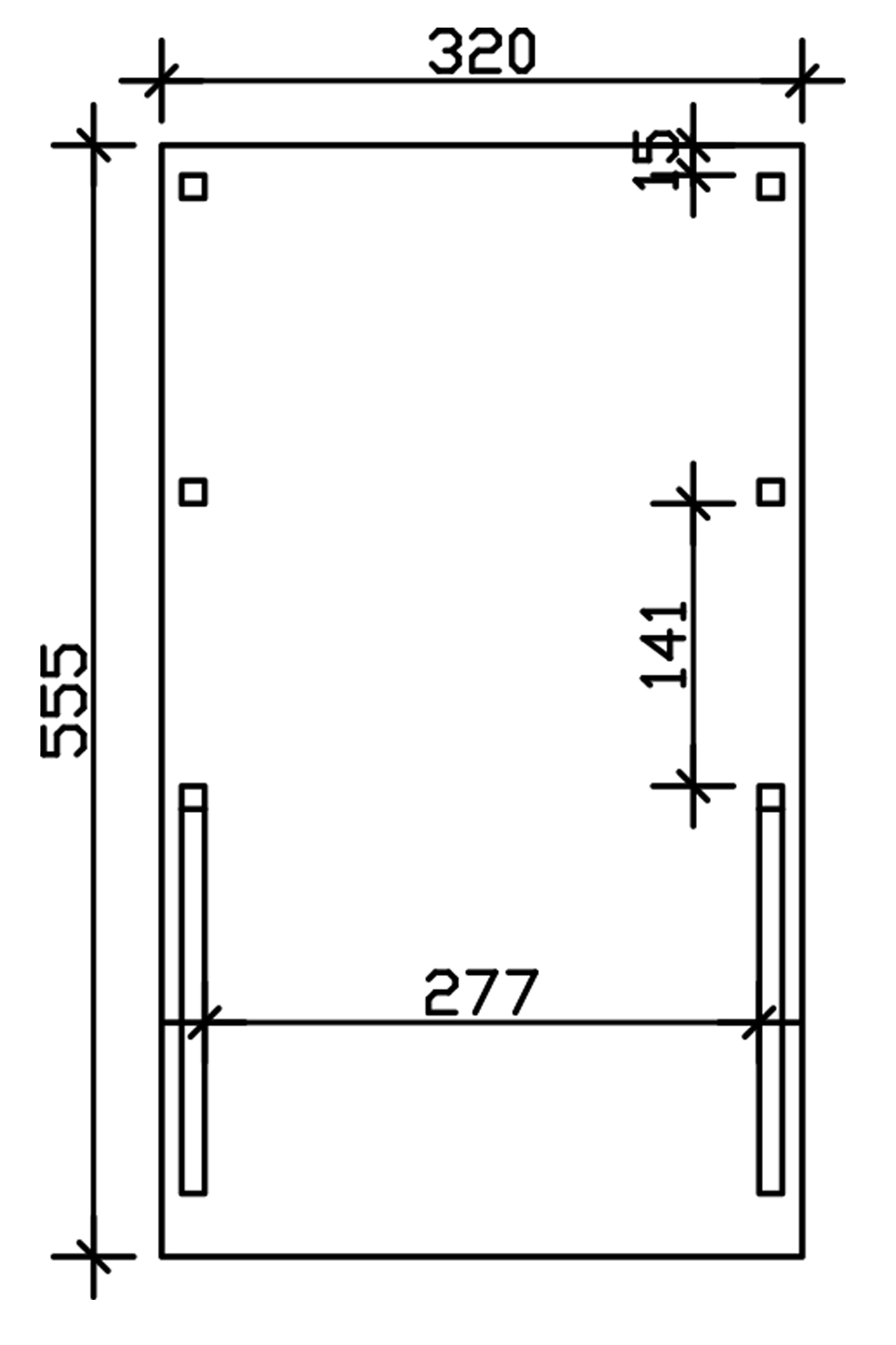 Carport Friesland Set F, 320 x 555 cm, mit zwei Einfahrtsbögen, grün imprägniert