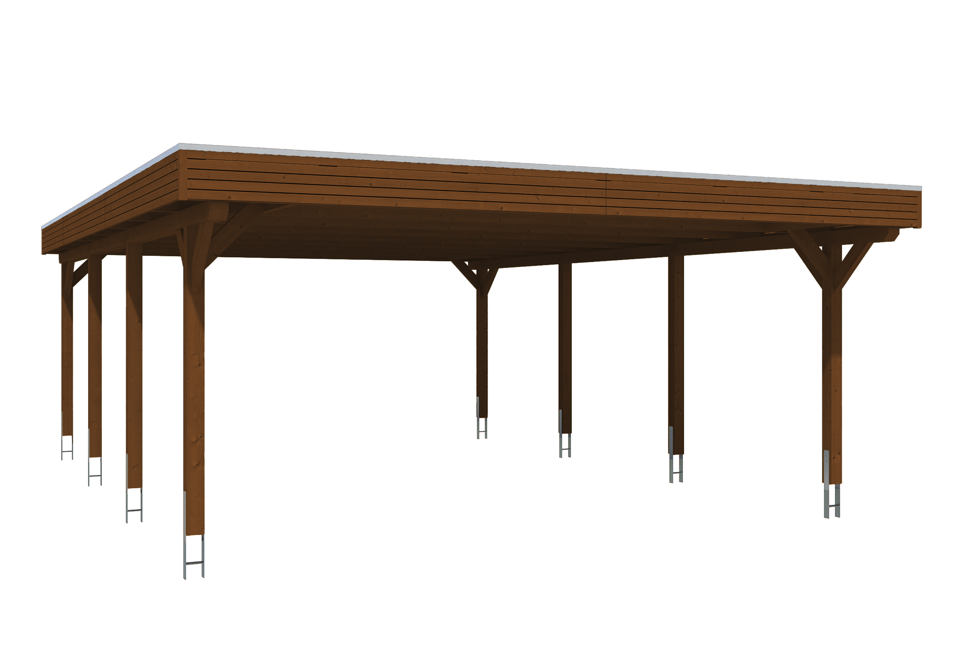 Produktbild: Carport Spessart 611 x 846 cm, farblich behandelt in nussbaum