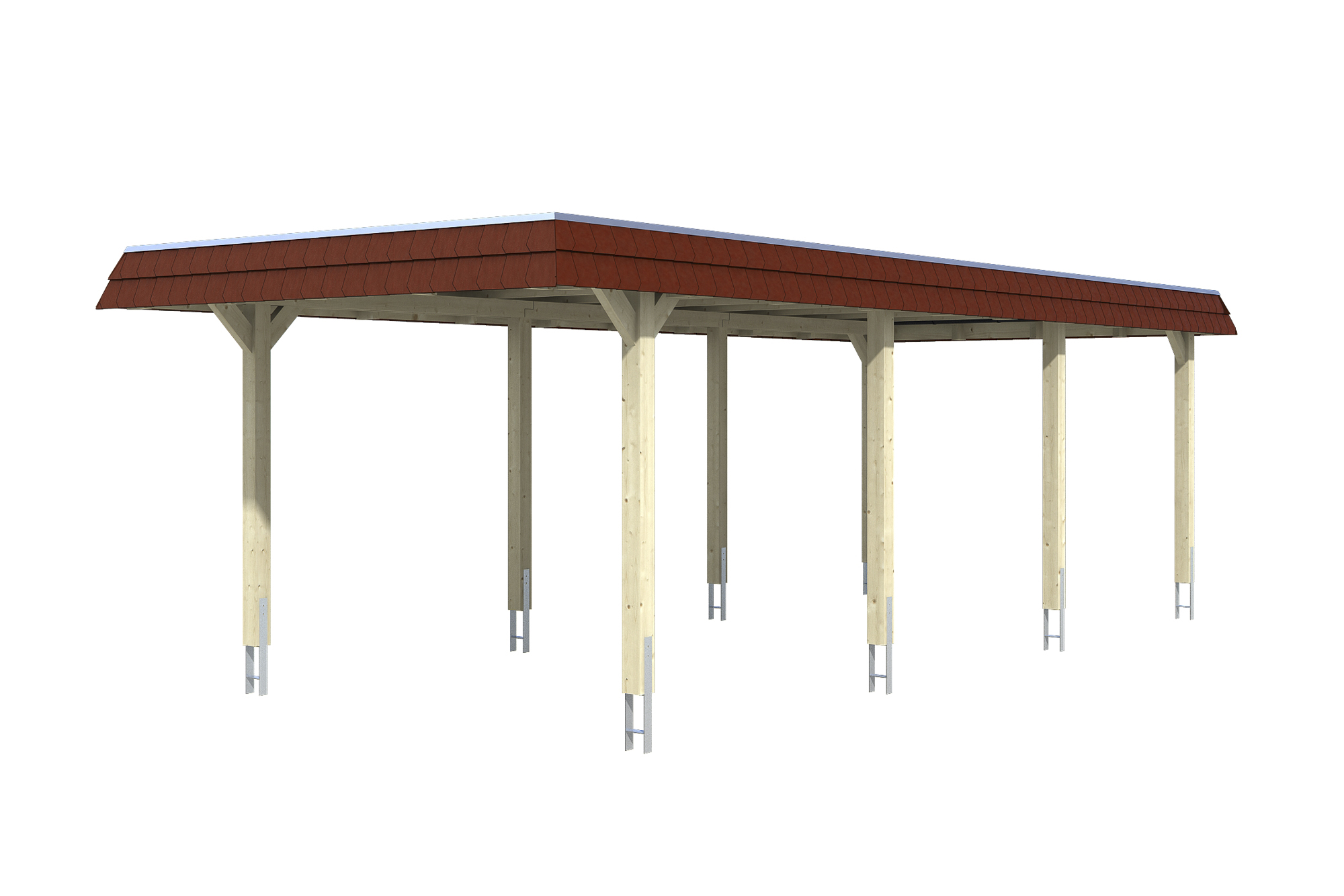 Produktbild: Carport Wendland 362 x 870 cm, mit roter Blende