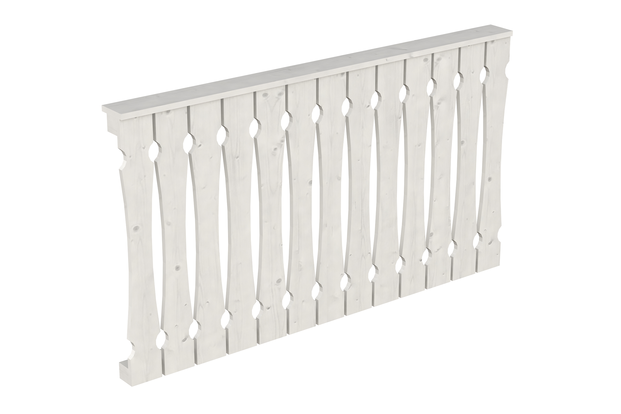 Balustrade balcony siding 170 x 96 cm, spruce, colour pre-treated in white