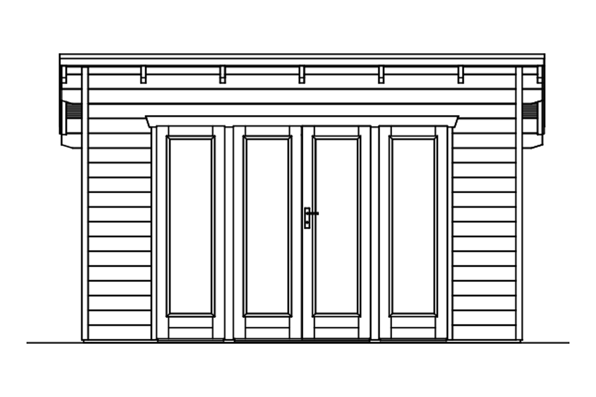 Abri de jardin OSTENDE 2, 400x300cm, 28mm, traitement coloré rouge suédois