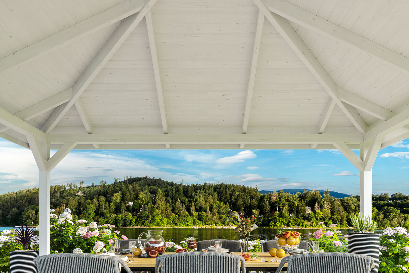 Gazebo Cannes 3, glulam, pre-treated white