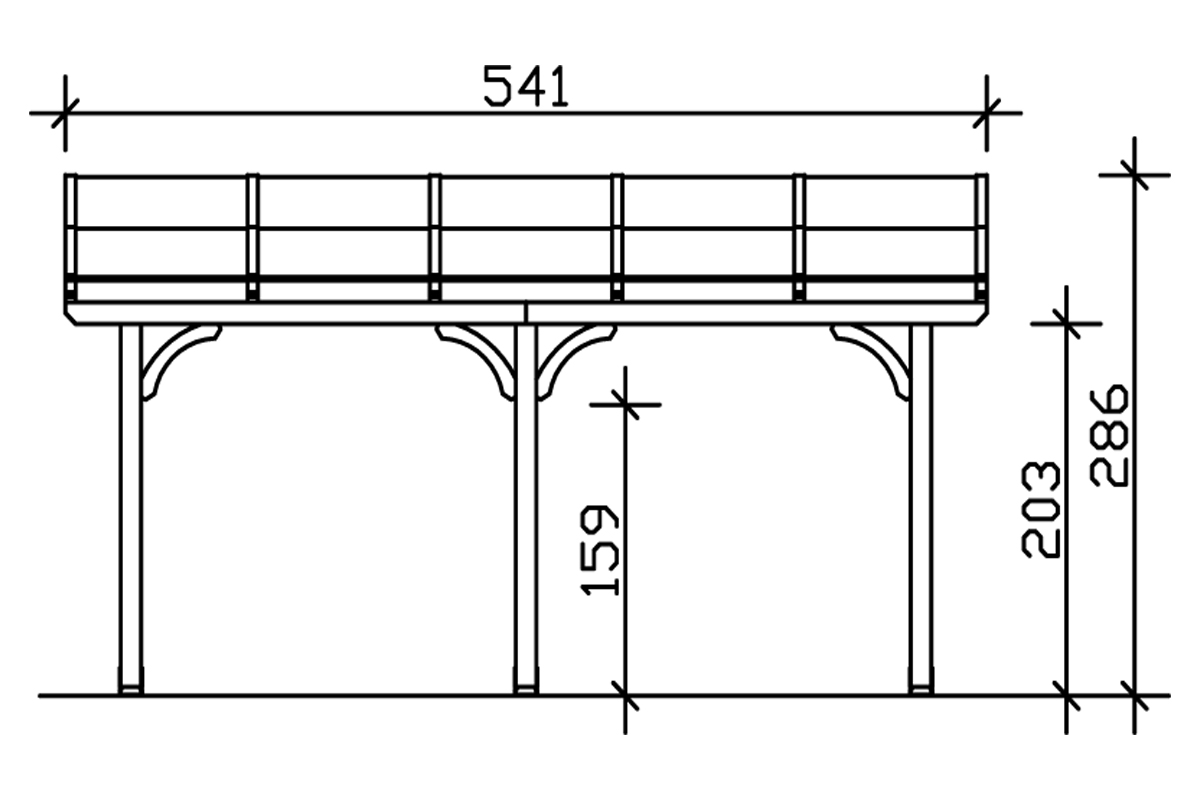 Grafik (Vorderansicht): Terrassenüberdachung Venezia 541x289 cm