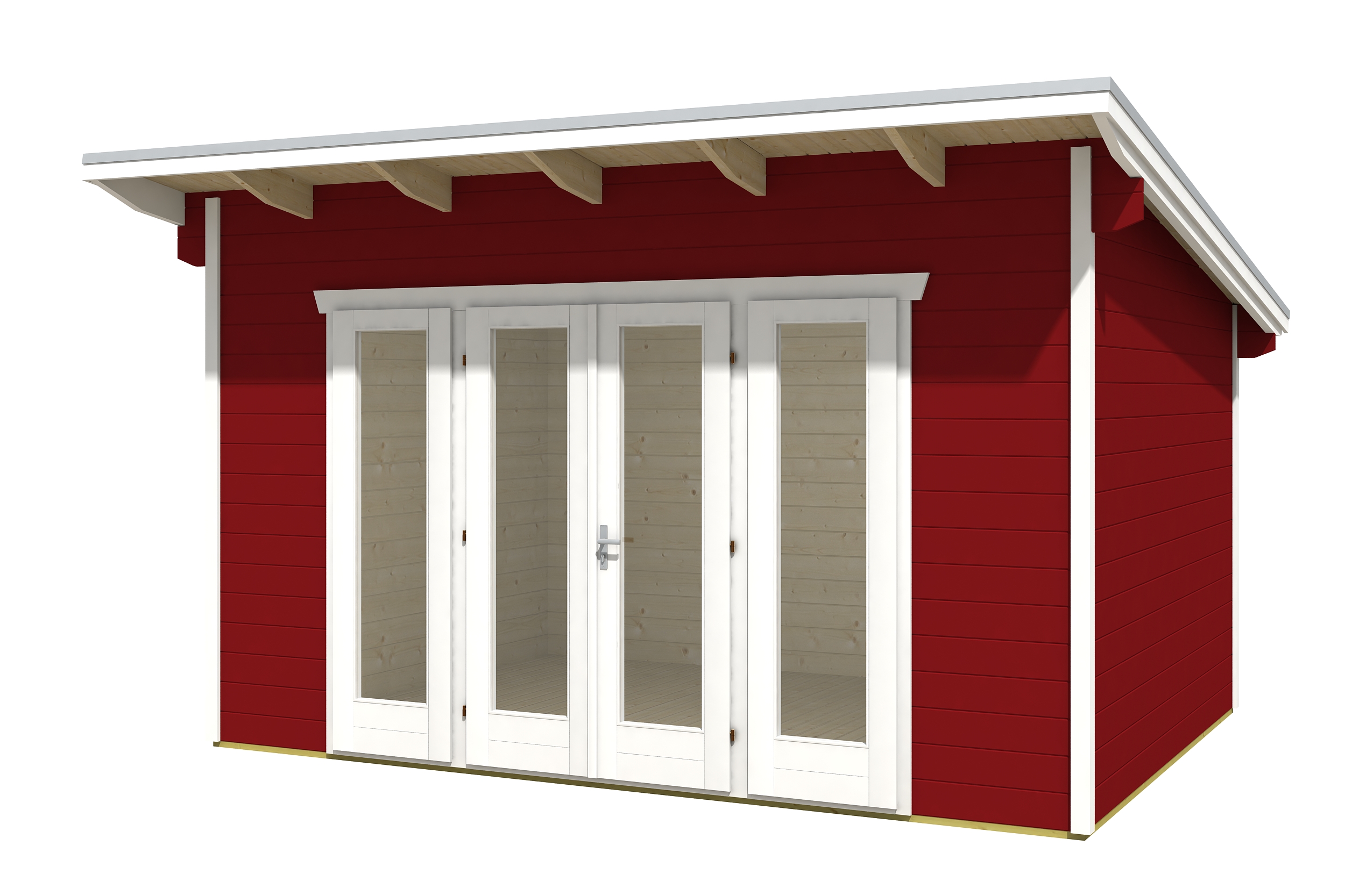 Abri de jardin OSTENDE 2, 400x300cm, 28mm, traitement coloré rouge suédois