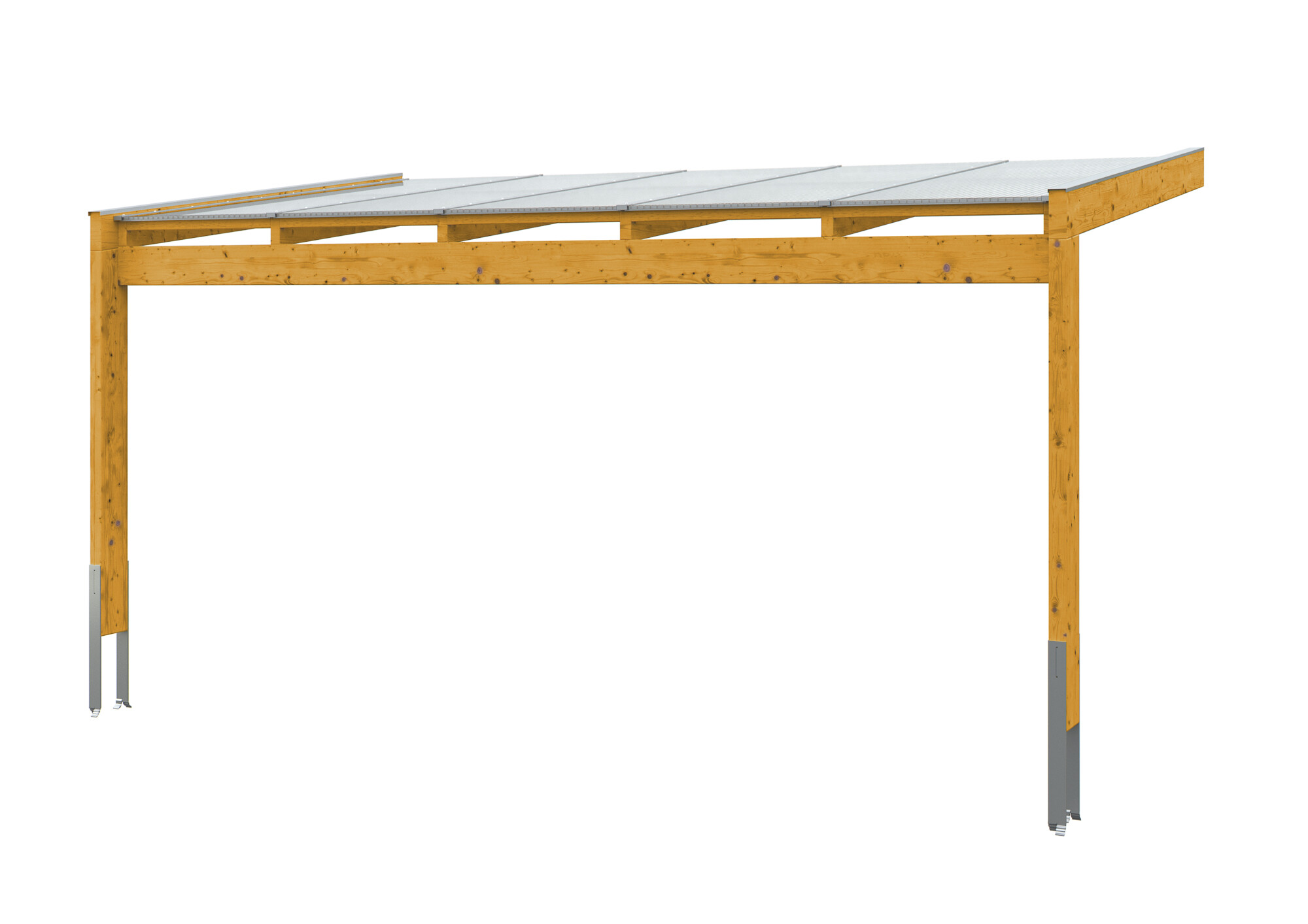 Pergola adossée NOVARA 557x309cm, bois lamellé-collé, traitement coloré chêne clair