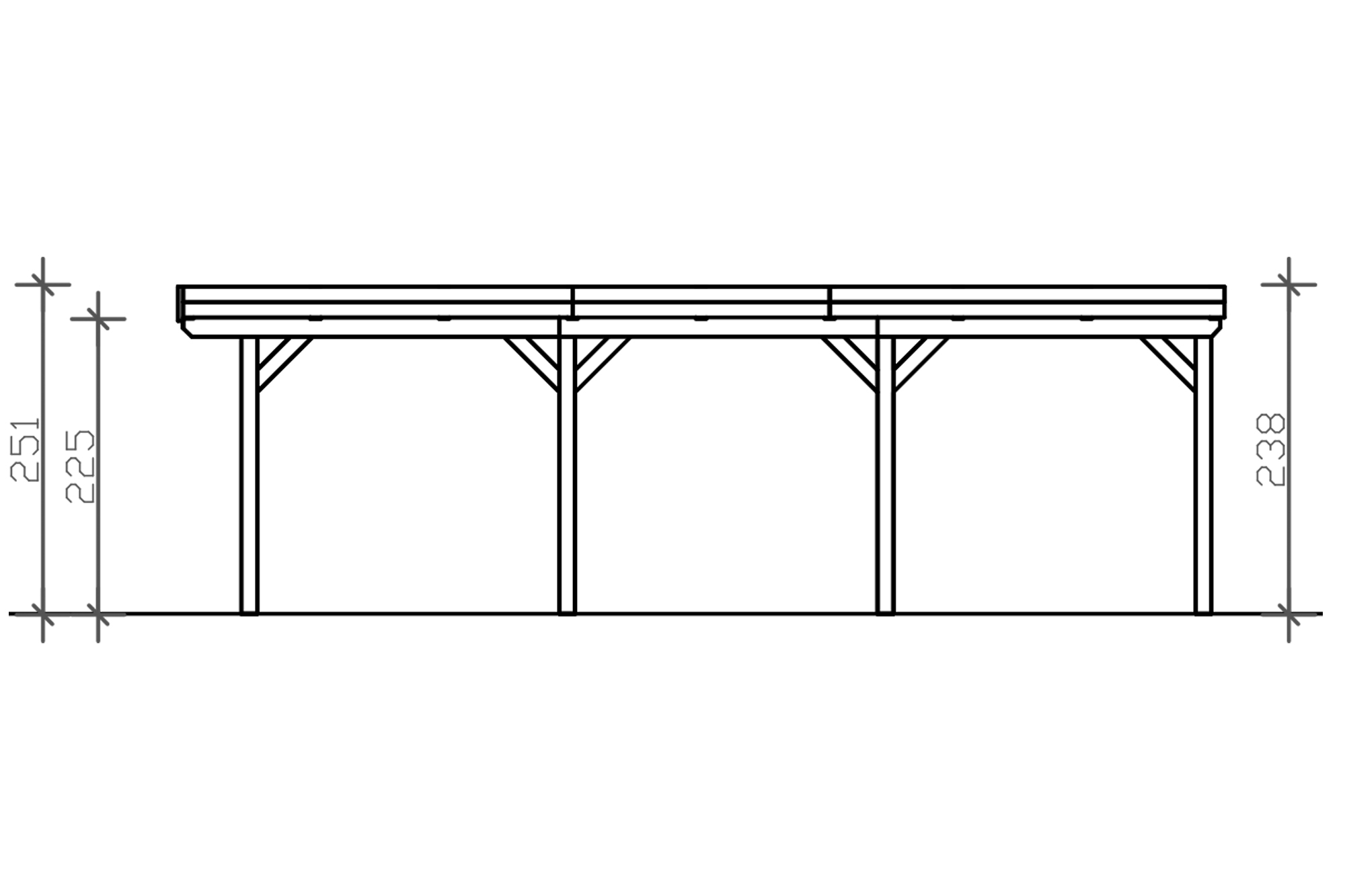 Carport GRUNEWALD 427 x 796 cm avec panneaux de toit en aluminium, traitement coloré noyer