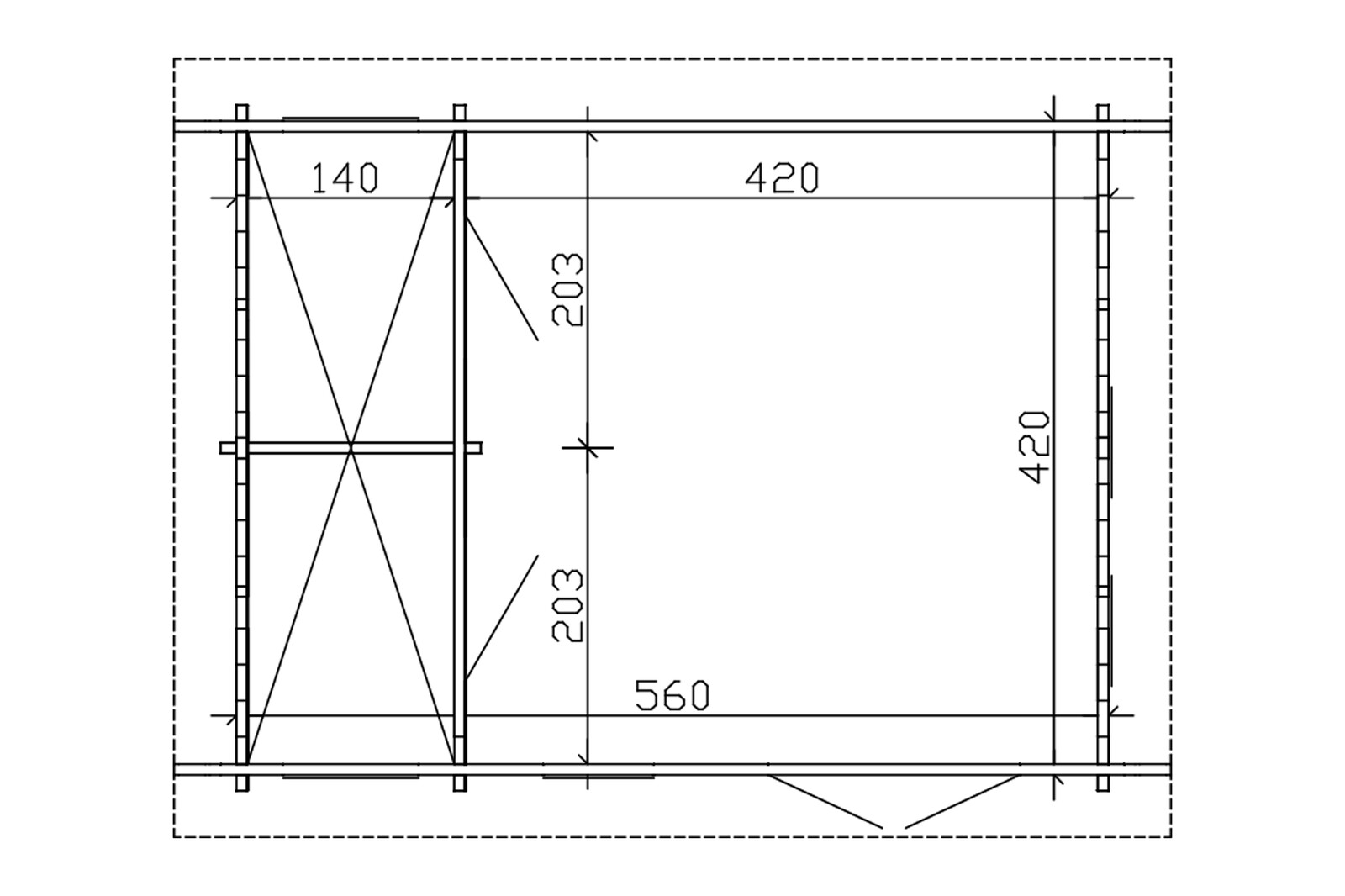 Log cabin Toronto 2, 420 x 560 cm with roof battens, untreated