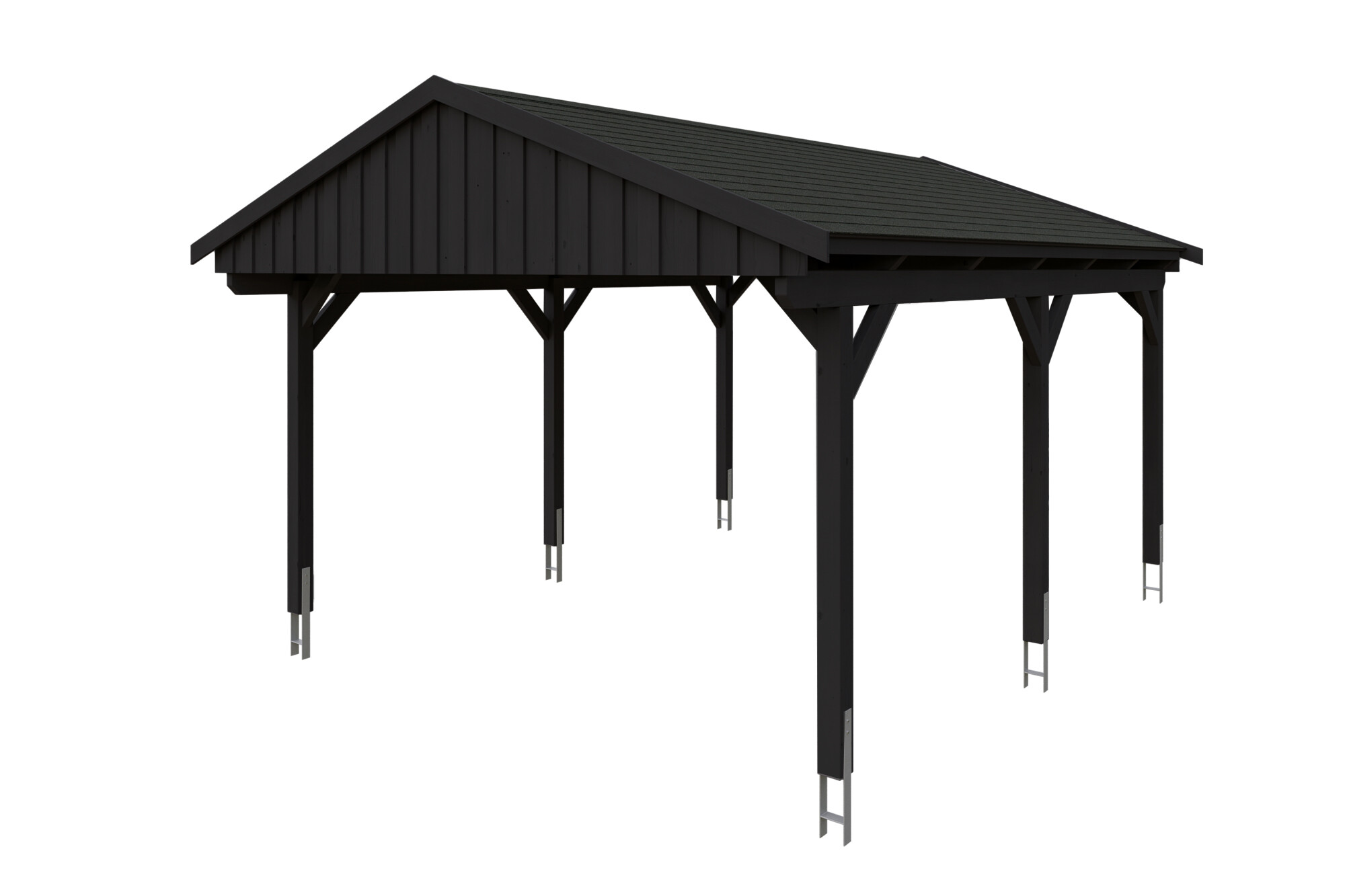 Carport Fichtelberg 423 x 566 cm, schwarze Schindeln, anthrazit