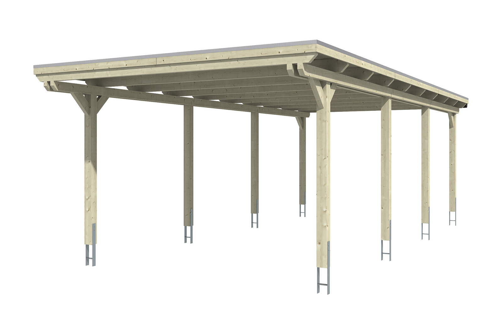 Carport Emsland 404 x 846 cm mit EPDM-Dach, natur