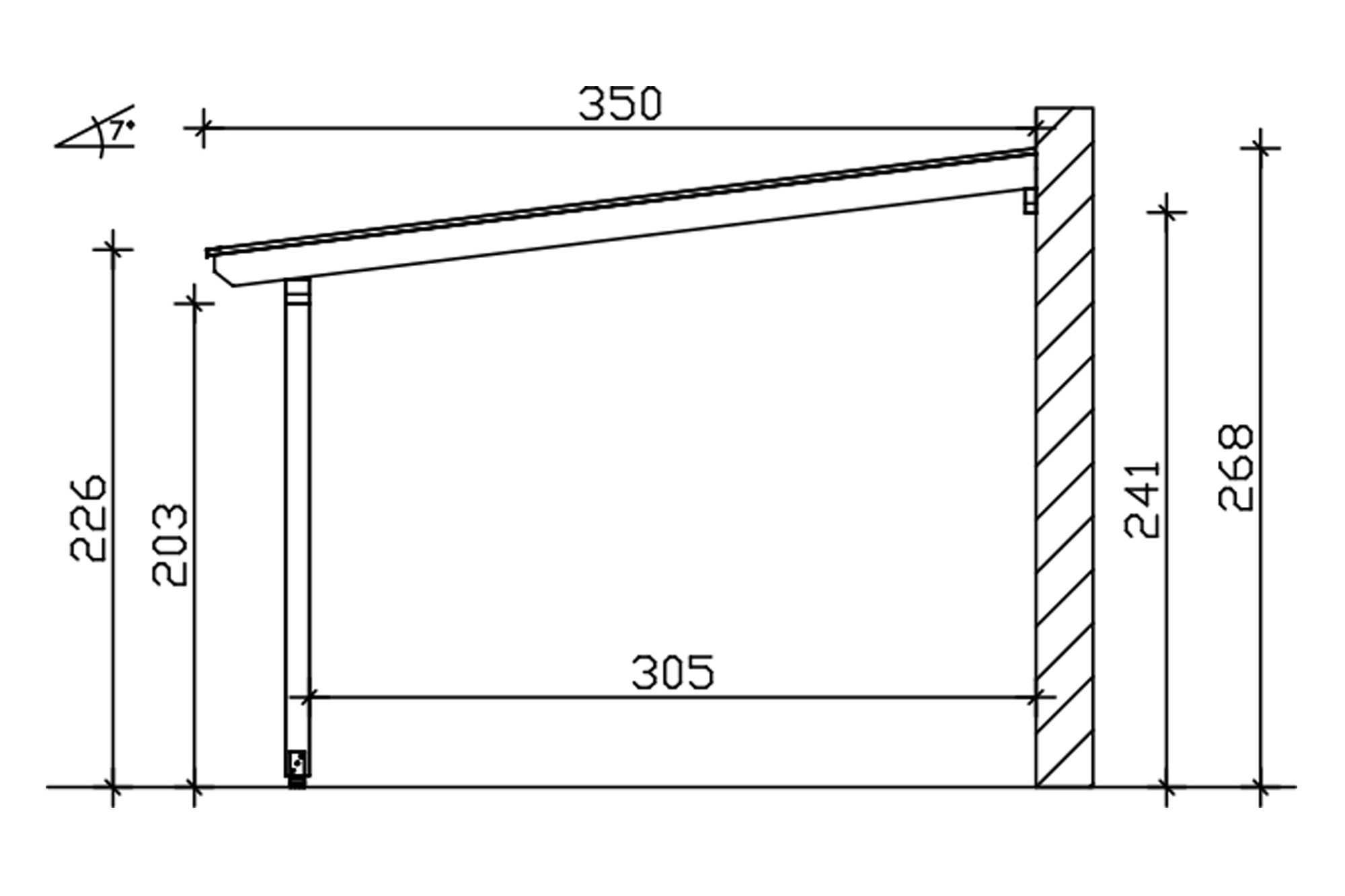 Rimola terrace roof, 434 x 350 cm, douglas fir, natural