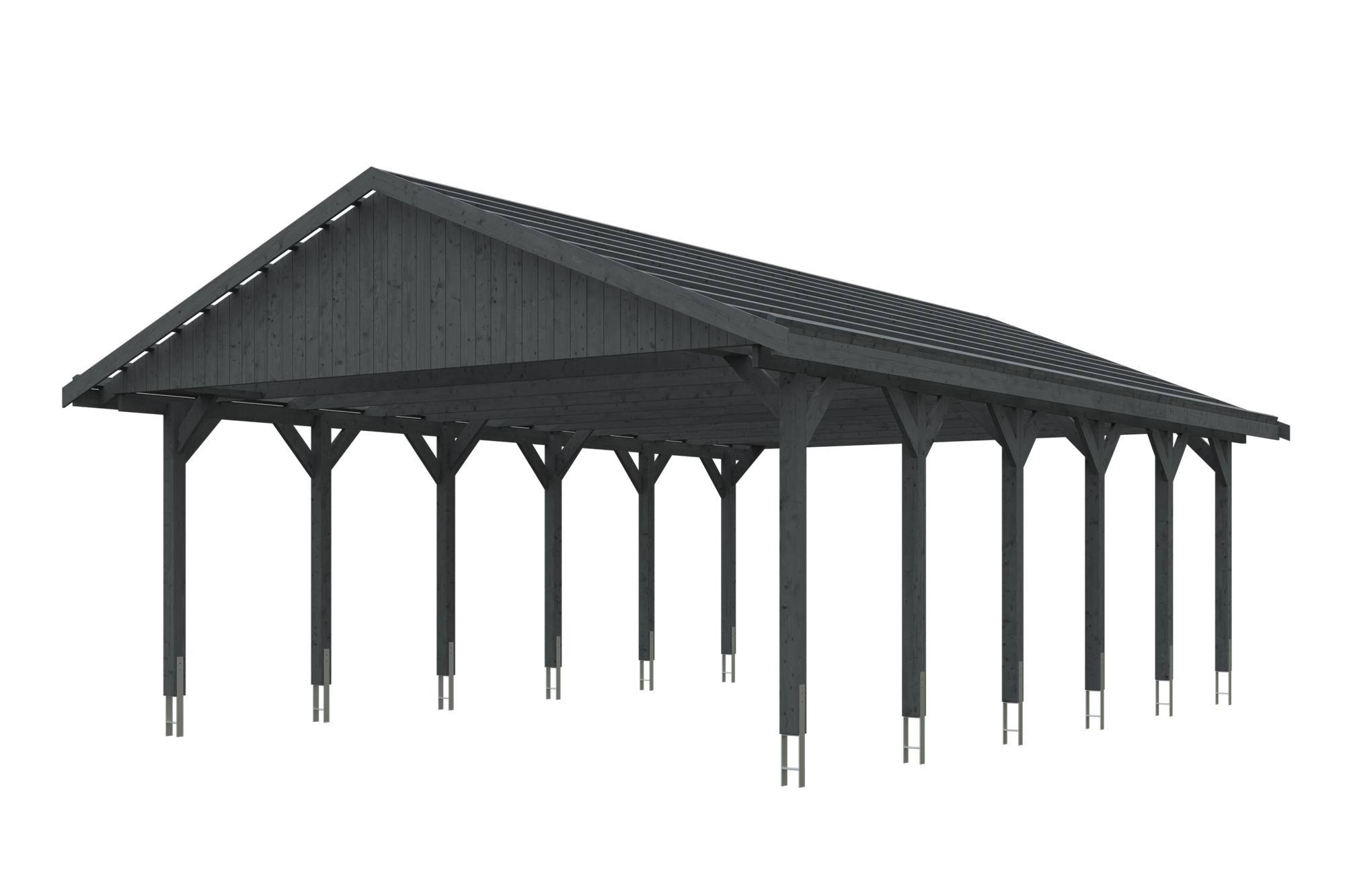 Produktbild: Carport Wallgau 620 x 900 cm, mit Dachlatten, farblich behandelt in schiefergrau