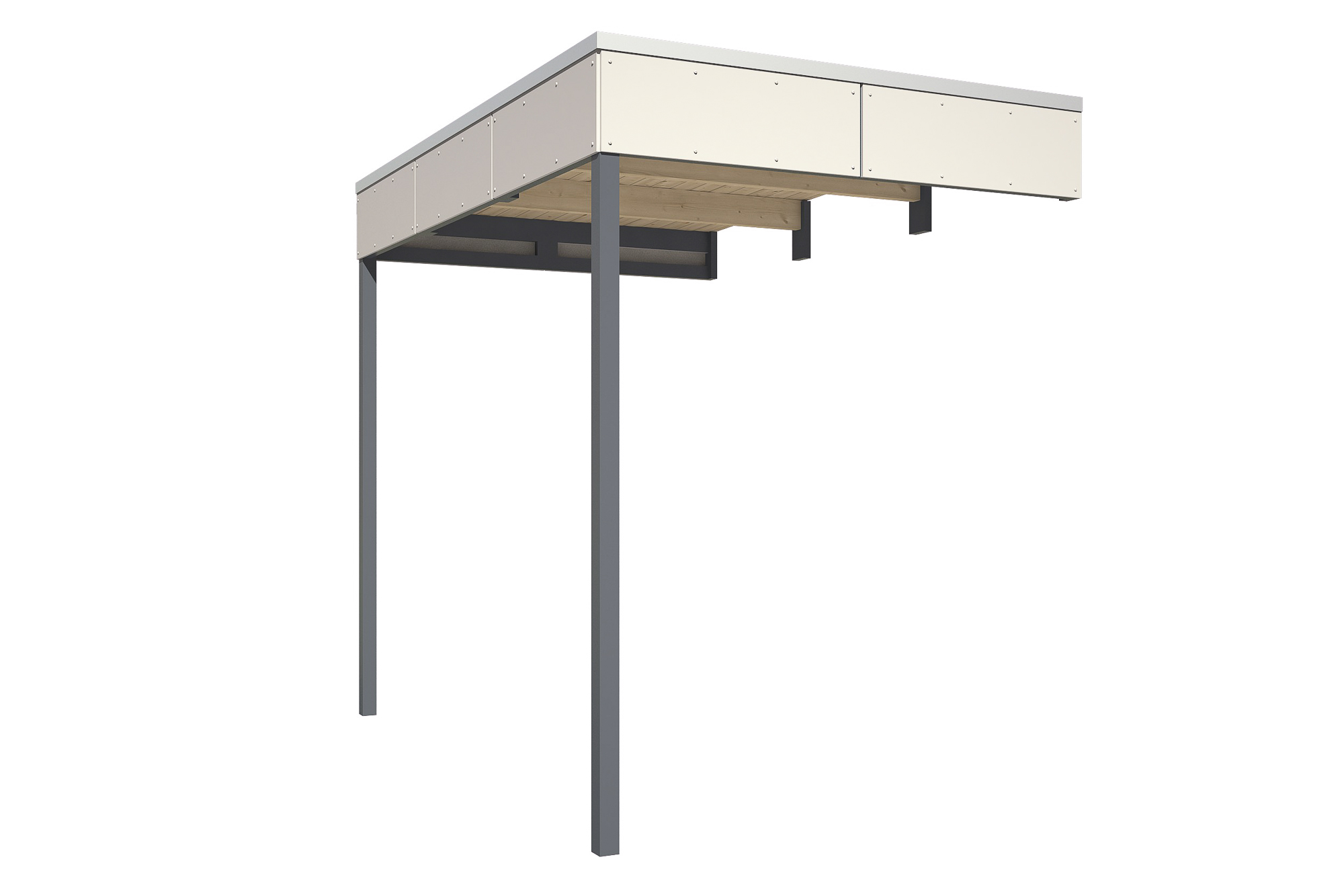 Seitliche Überdachung für CrossCube 168 x 253 cm, Größe 3+4, telegrau