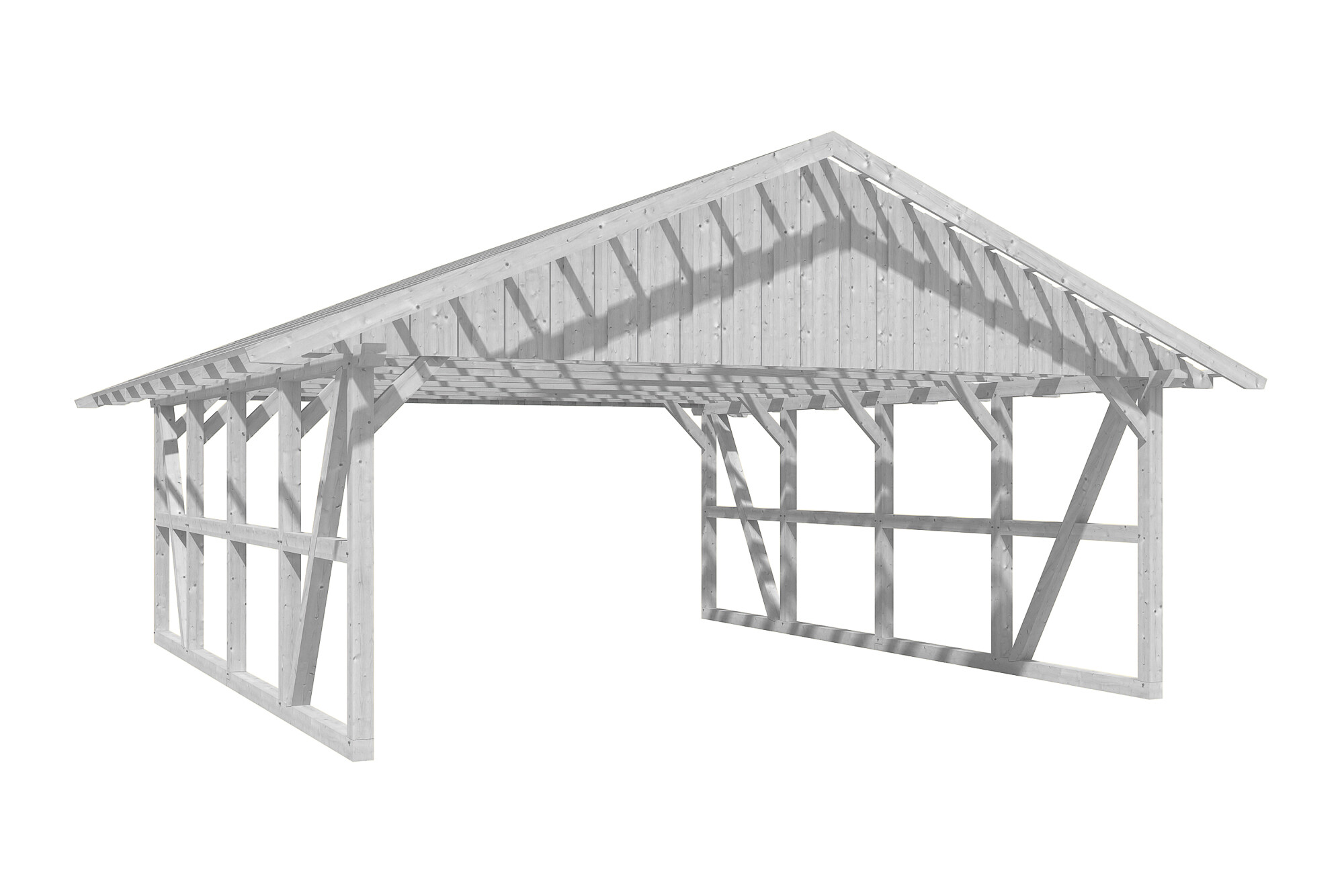 Carport Schwarzwald 684 x 772 cm, weiß, mit Dachlattung