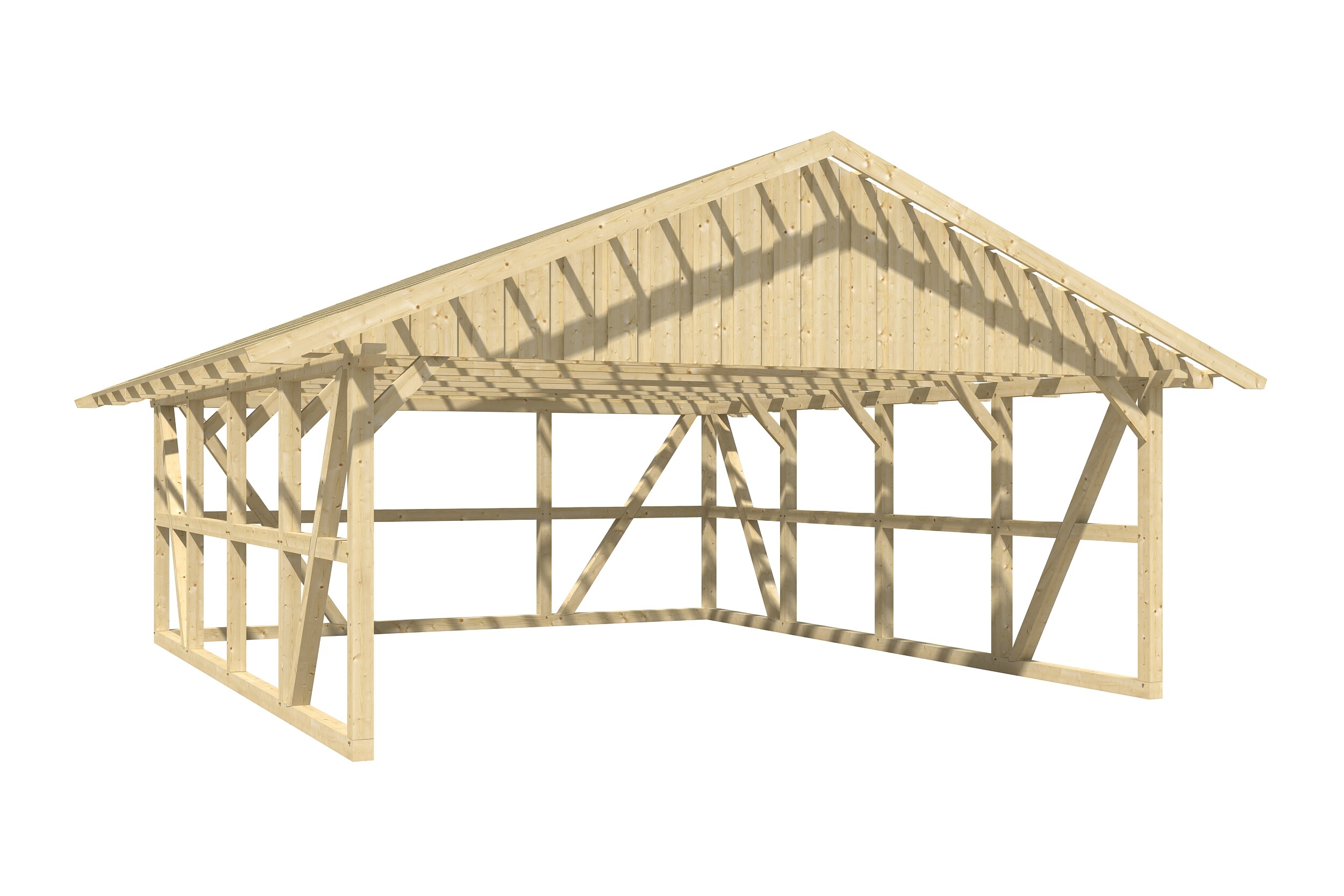 Carport Schwarzwald 684 x 772 cm mit Rückwand, natur, mit Dachlattung