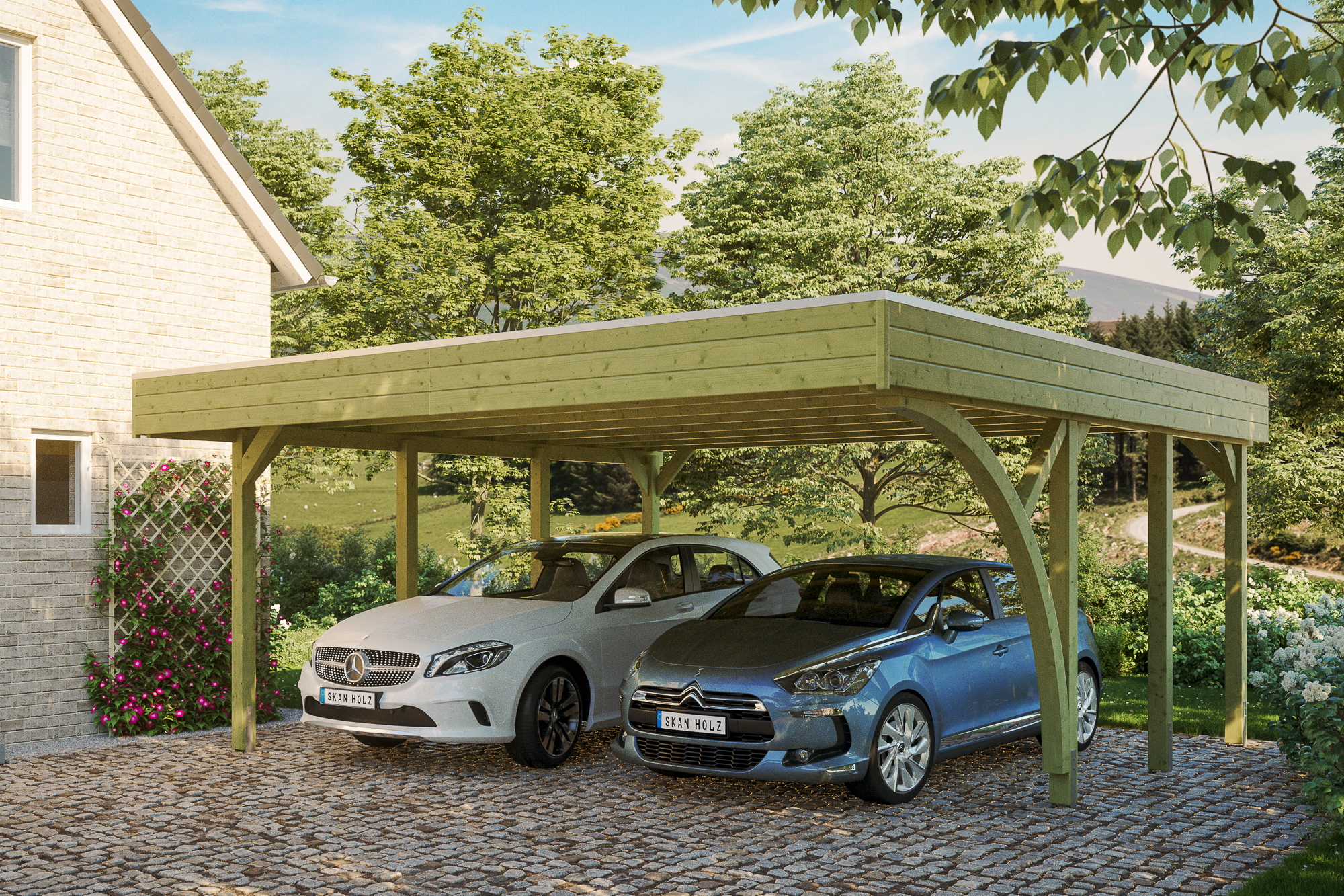 Ambientebild: Carport Friesland mit 1 Einfahrtsbogen