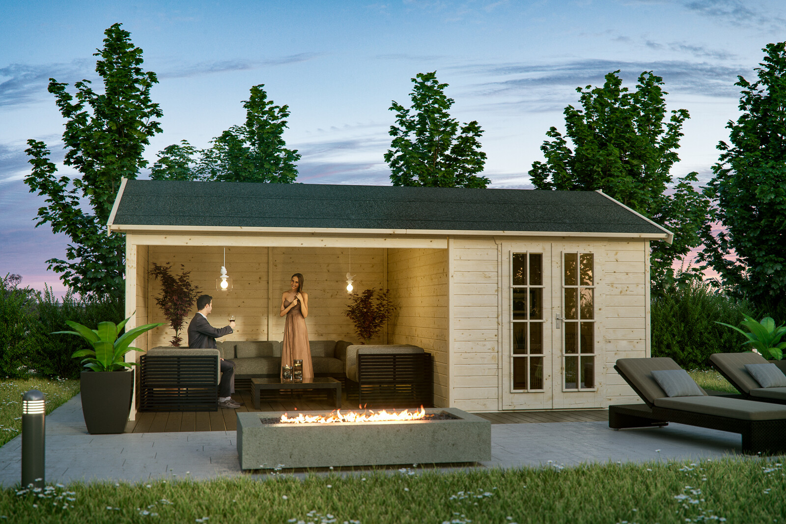 Gartenhaus Tilburg 613 x 380 cm, natur
