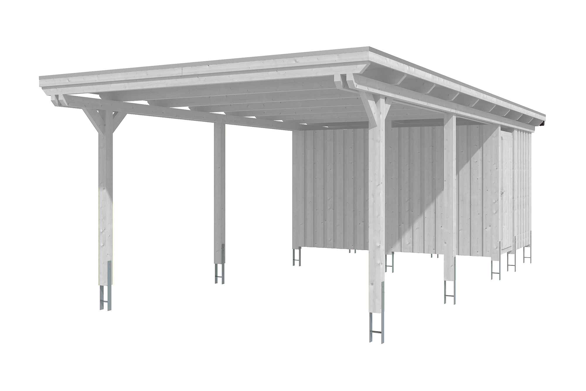 Produktbild: Carport Emsland 404 x 846 cm mit Abstellraum, farblich behandelt in weiß