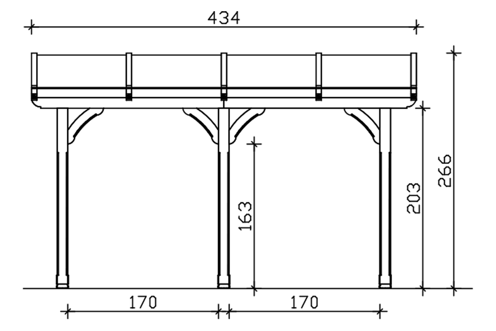 Terrace roof Rimini 434 x 300 cm, douglas fir, colour pre-treated walnut