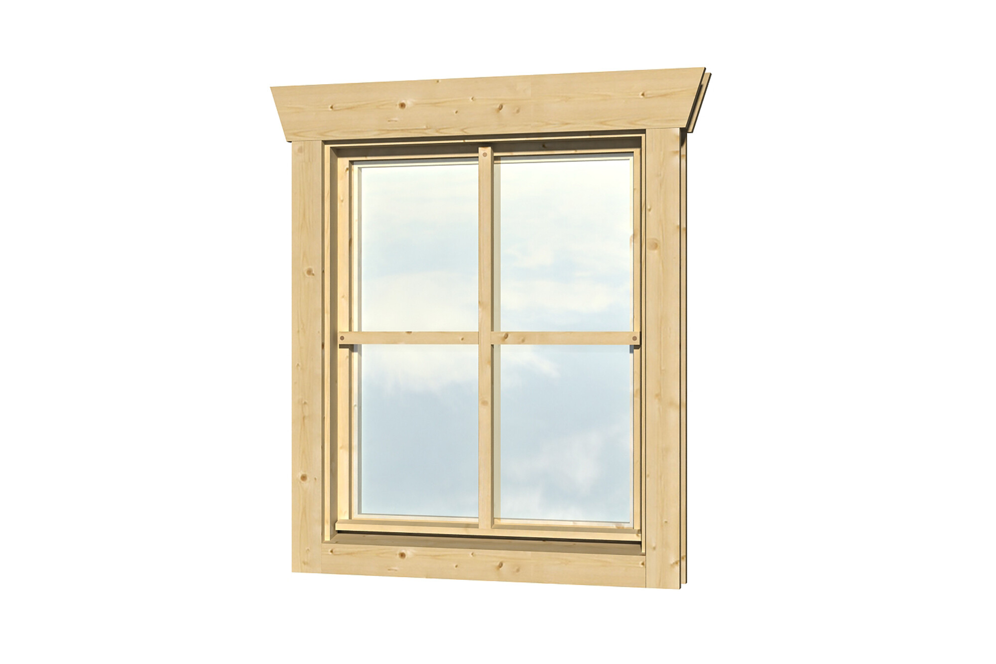 Single window, right hinge 57,5x 70,5 cm, 28mm, untreated