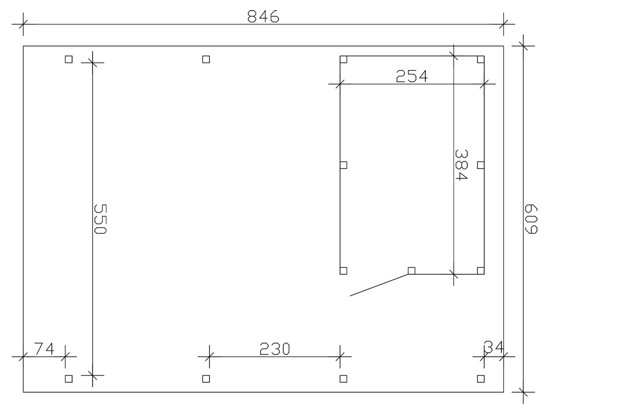 Carport Emsland 609 x 846 cm, Stahl-Dachplatten mit Antikondensvlies, mit Abstellraum, eiche hell