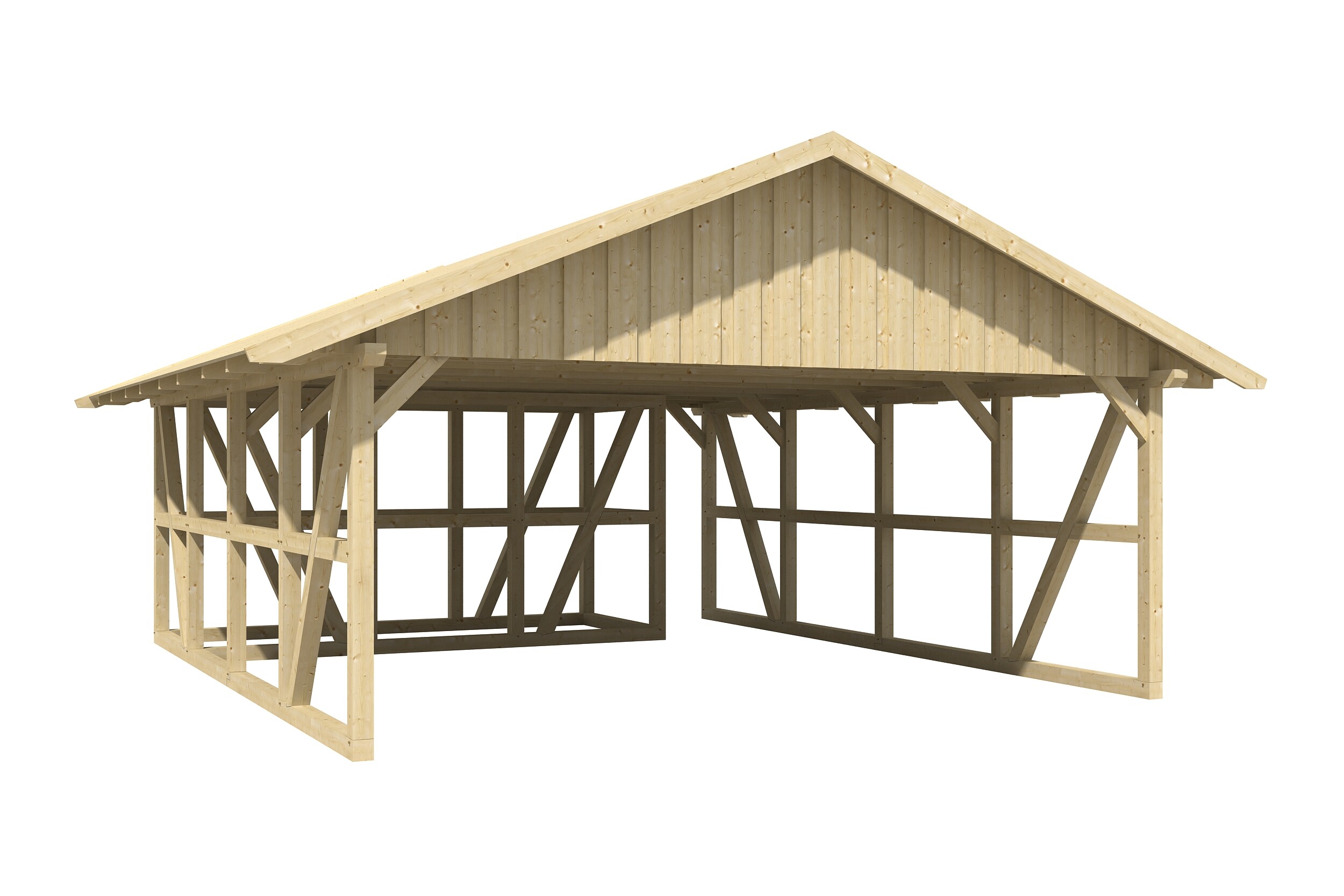 Carport Schwarzwald 684 x 772 cm, met bergruimte 417cm, met dakbetimmering, onbehandeld