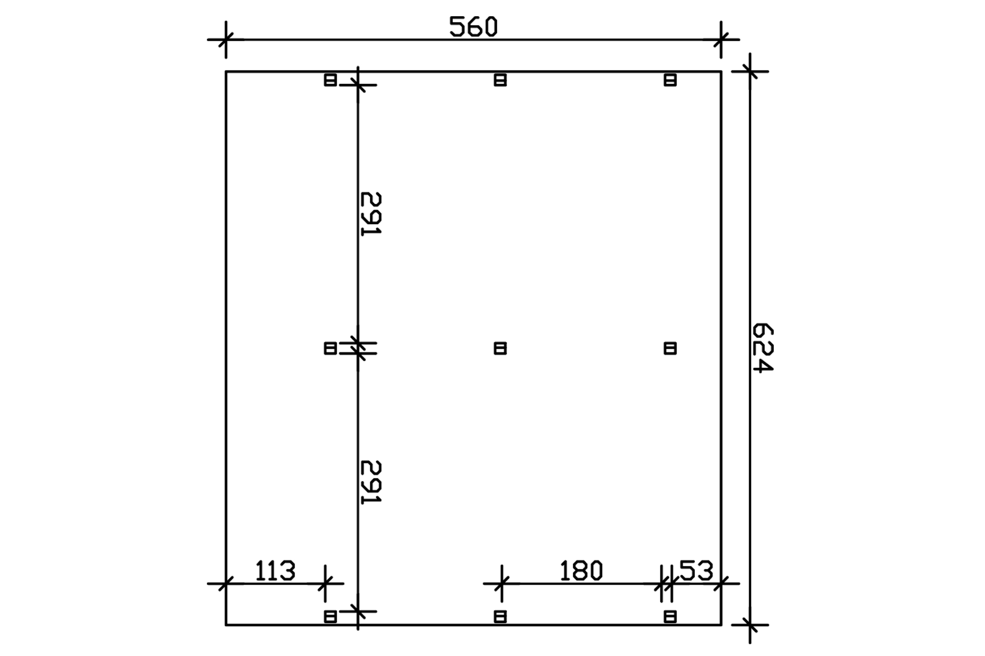 Grafik (Grundriss): Carport Harz 624 x 560 cm