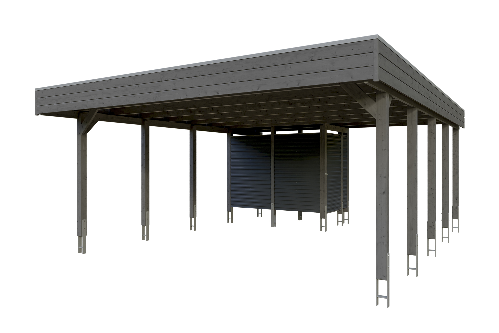 Produktbild: Carport Friesland Set 14, 557 x 708 cm, mit Abstellraum, farblich behandelt in schiefergrau
