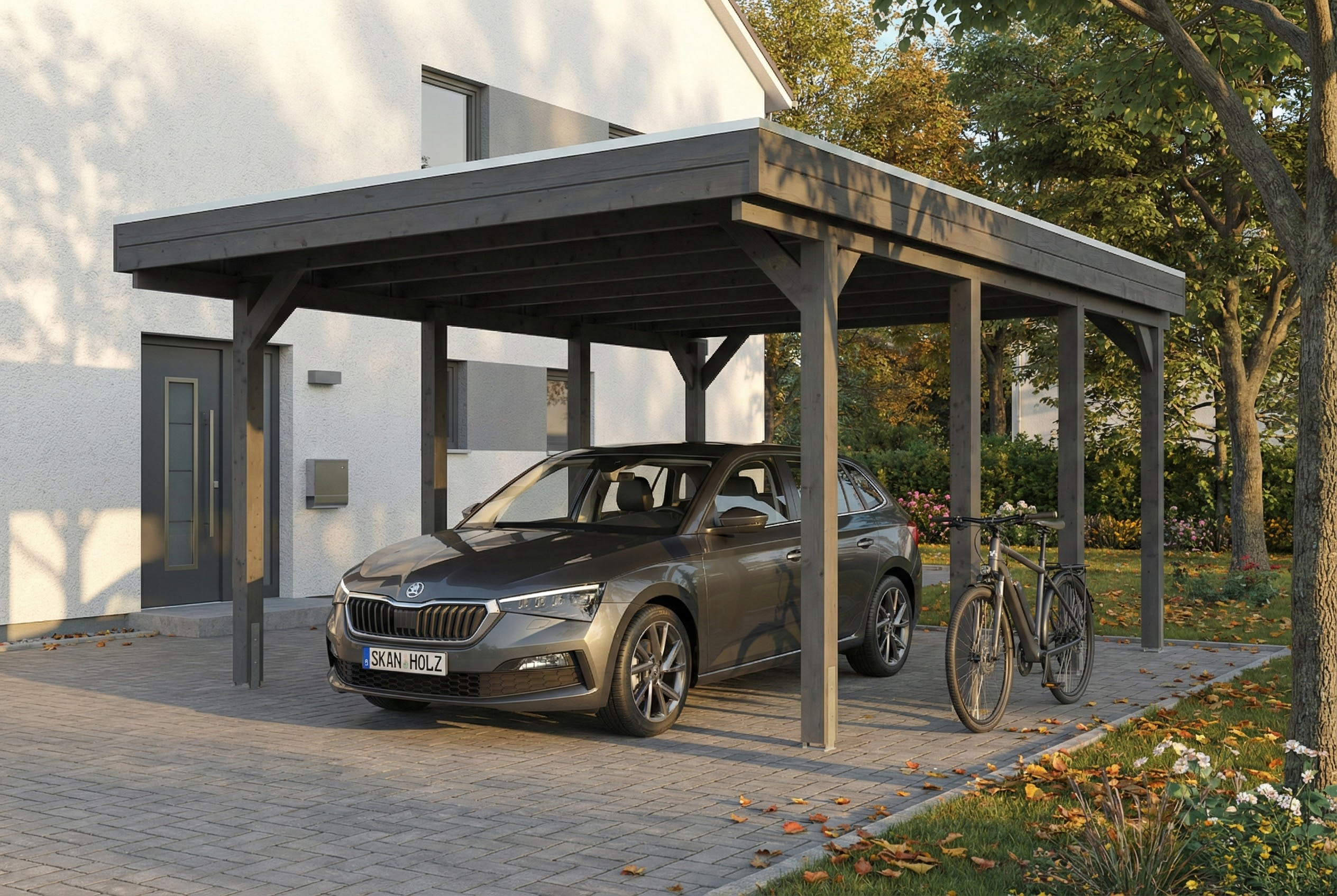 Carport Friesland 402 x 555 cm, met dakplaten, leigrijs