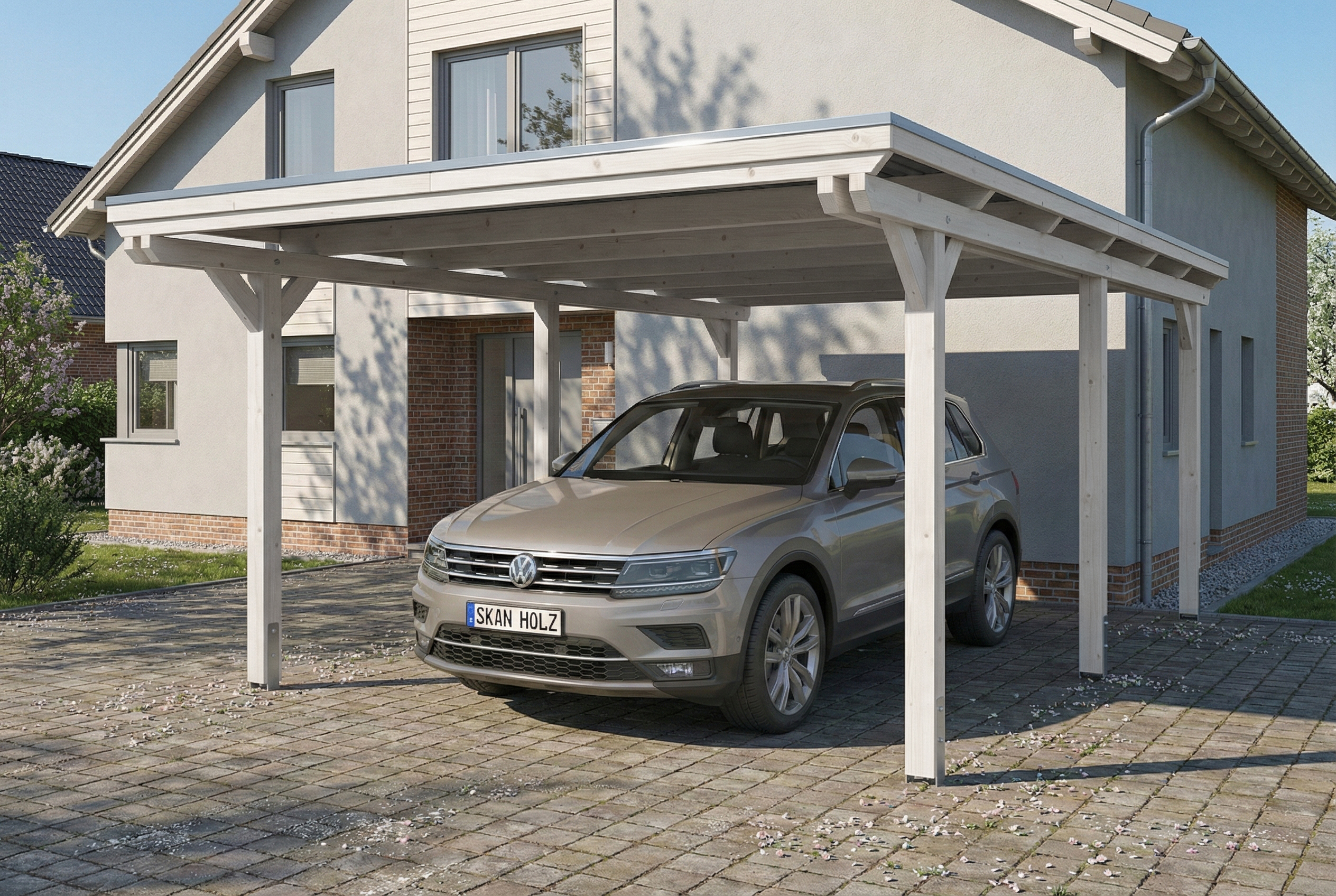 Carport Emsland 402 x 604 cm, stalen dakplaten met anticondensvlies, wit