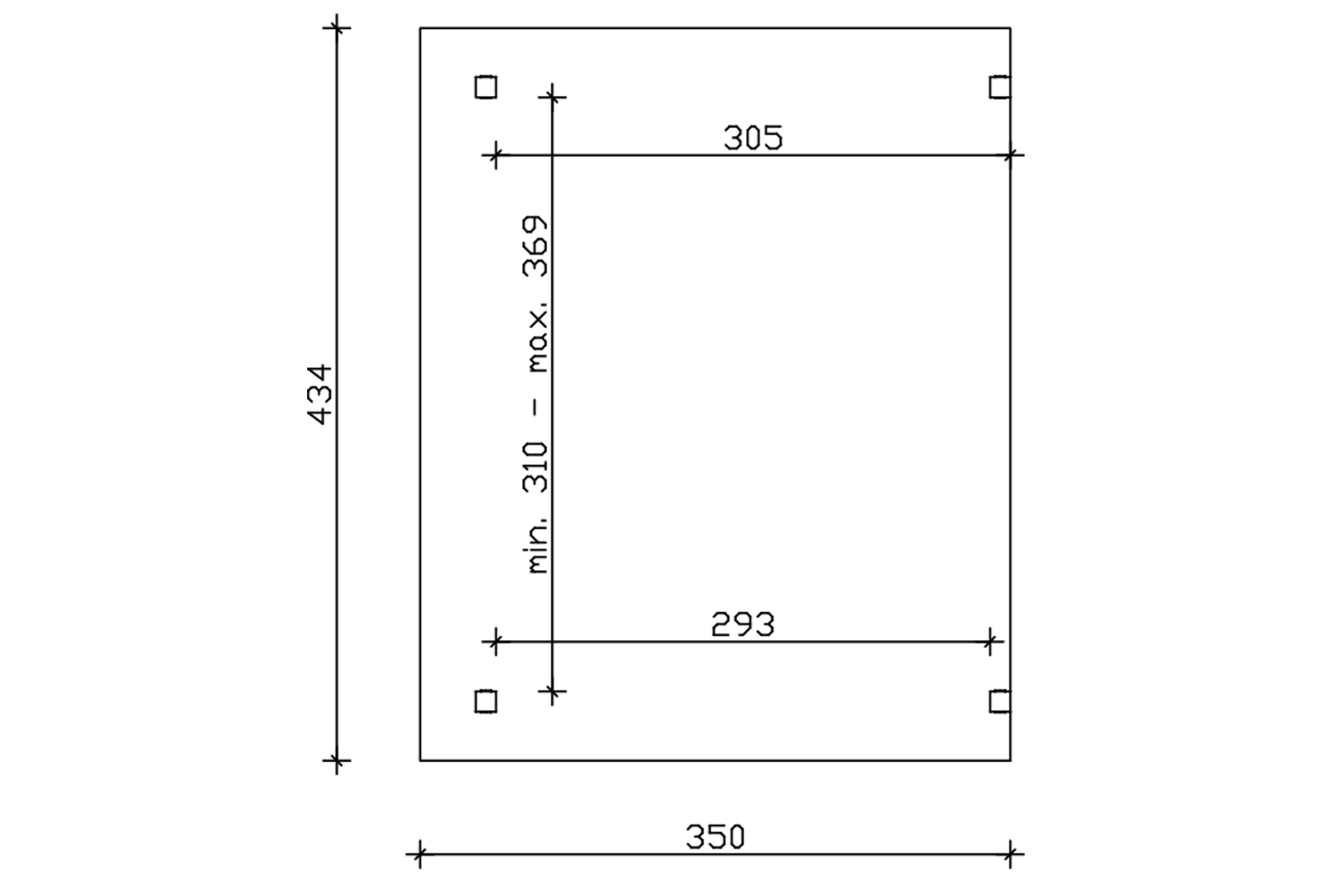 Grafik (Grundriss): Terrassenüberdachung Sanremo 434x350 cm