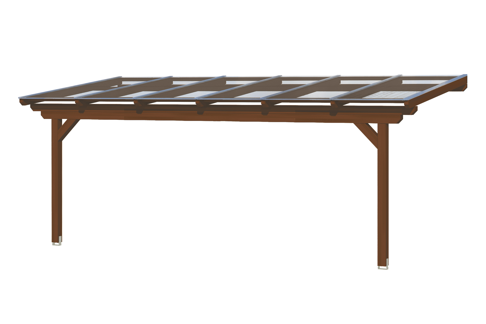 Terrace roof Ancona 648 x 400 cm, glulam, colour pre-treated walnut